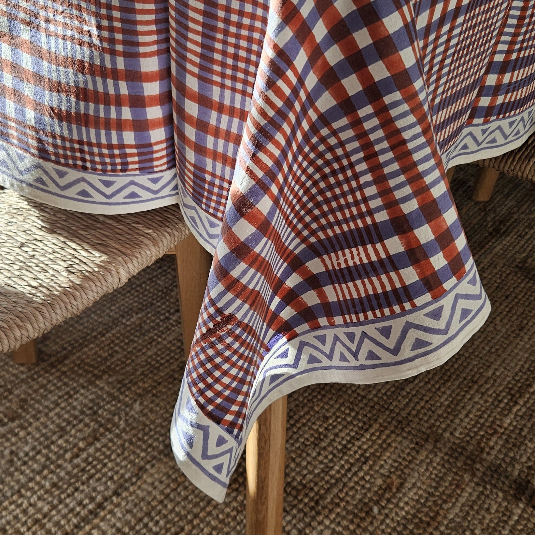 Table Cover Nissa 150x250 100% Organic Cotton-blockprint - Orange Lilac ORANGE LILAC