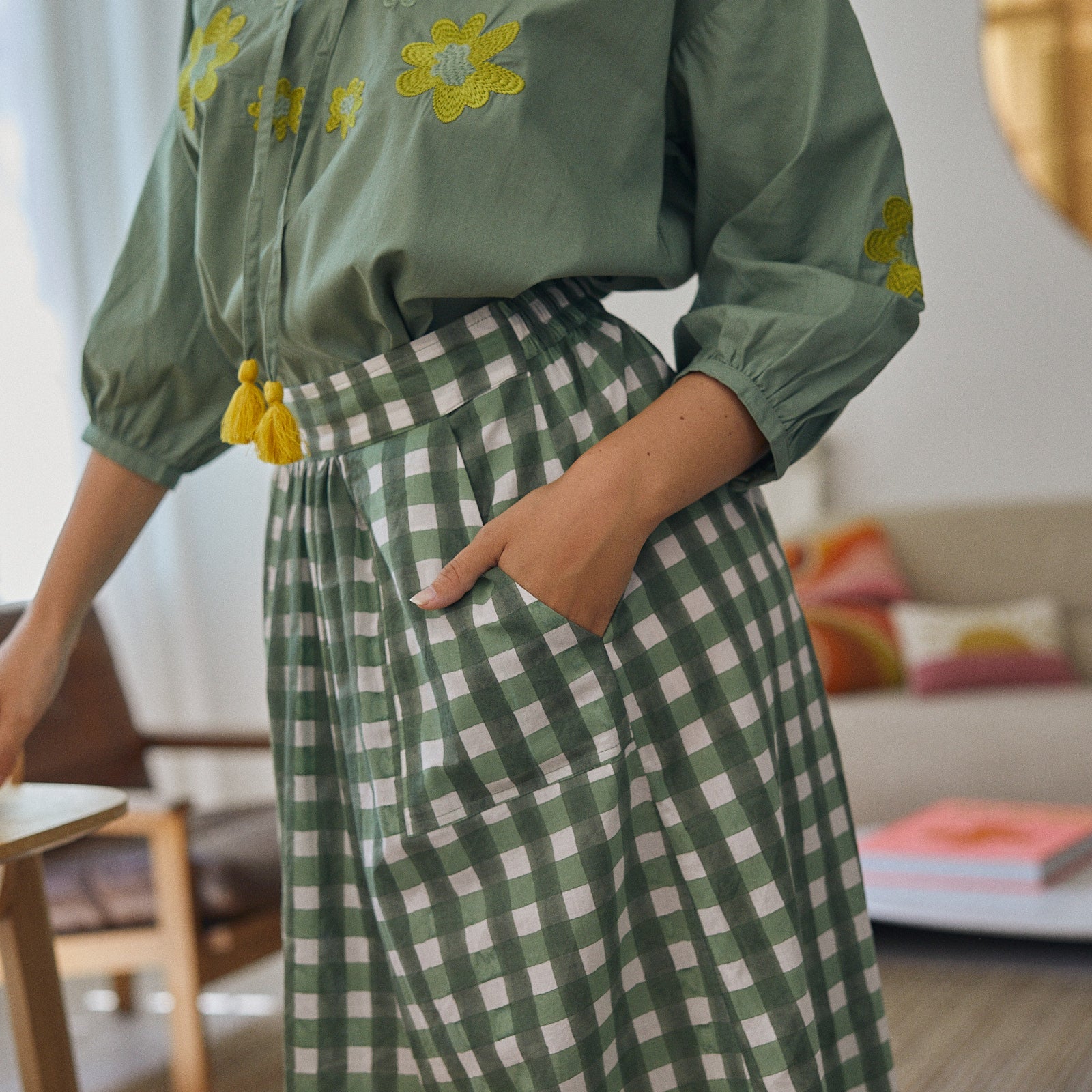 Sandra Skirt Prado 100% Coton - Green GREEN