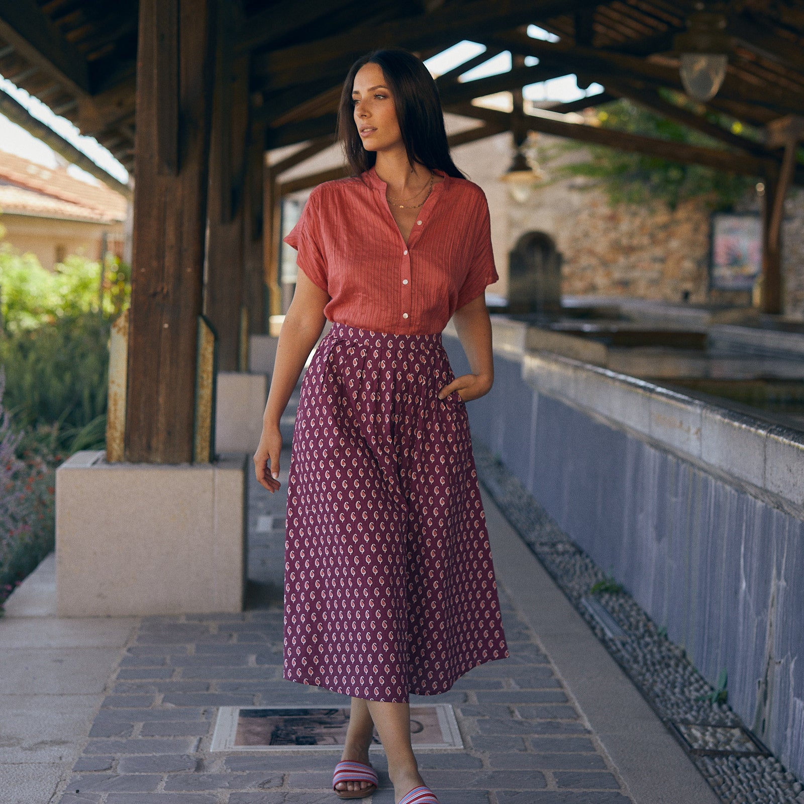 Lina Skirt Cigale 100% Cotton - Rasberry RASBERRY