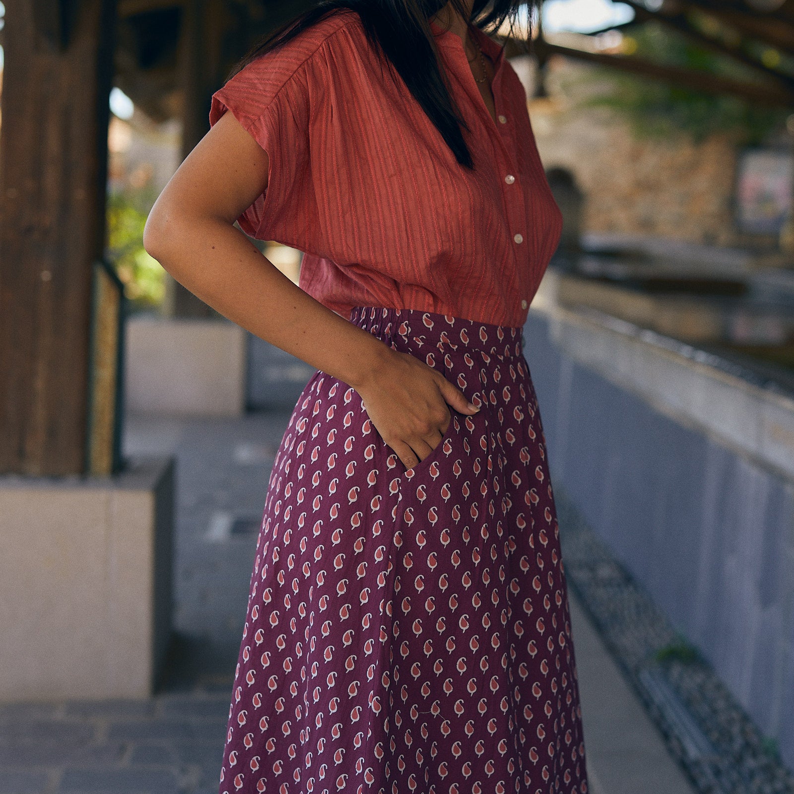 Lina Skirt Cigale 100% Cotton - Rasberry RASBERRY