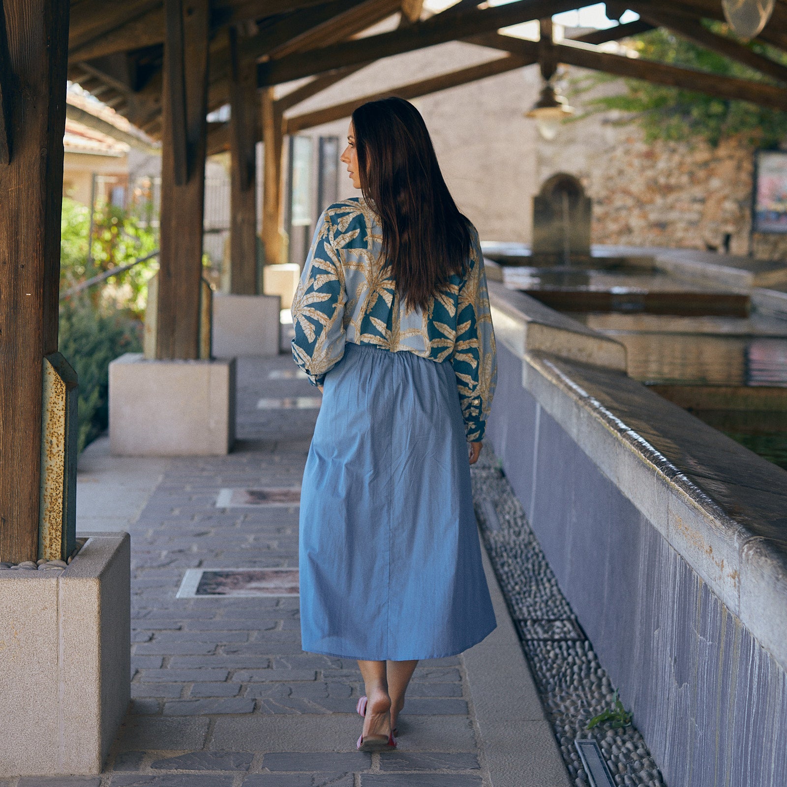 Lina Skirt S.color 100% Cotton - Blue BLUE
