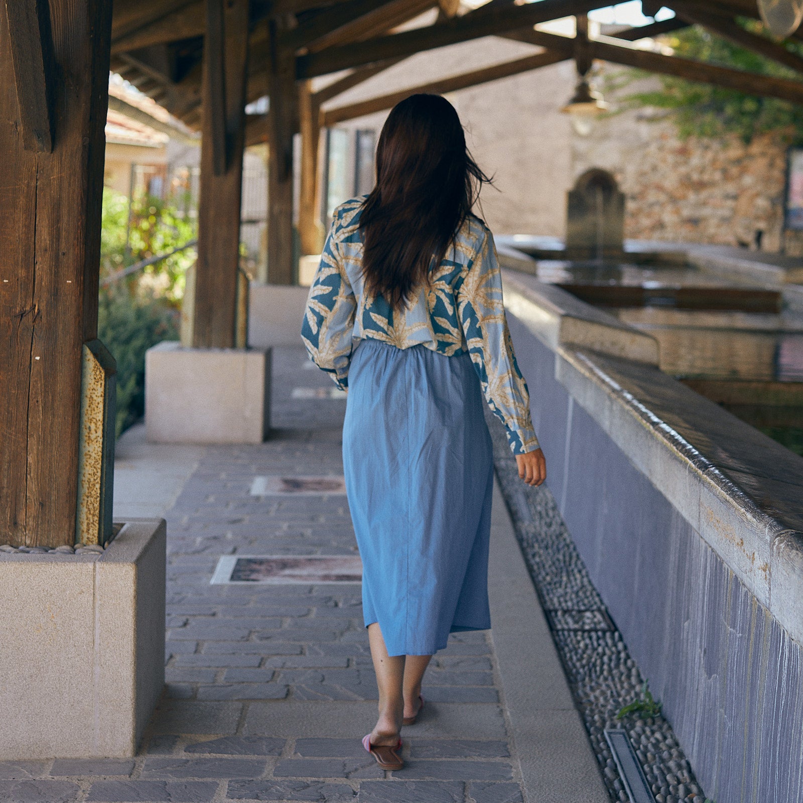 Lina Skirt S.color 100% Cotton - Blue BLUE