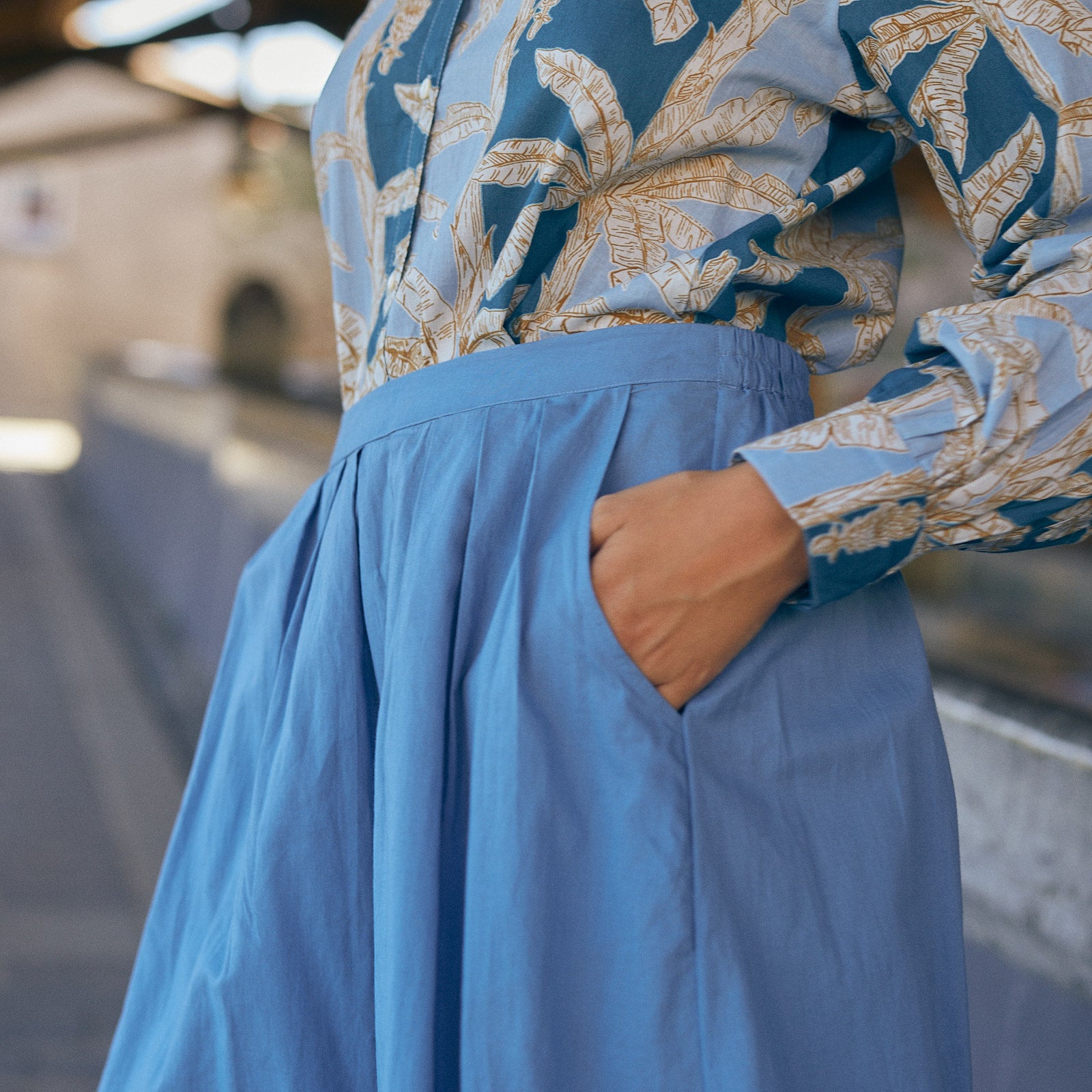 Lina Skirt S.color 100% Cotton - Blue BLUE