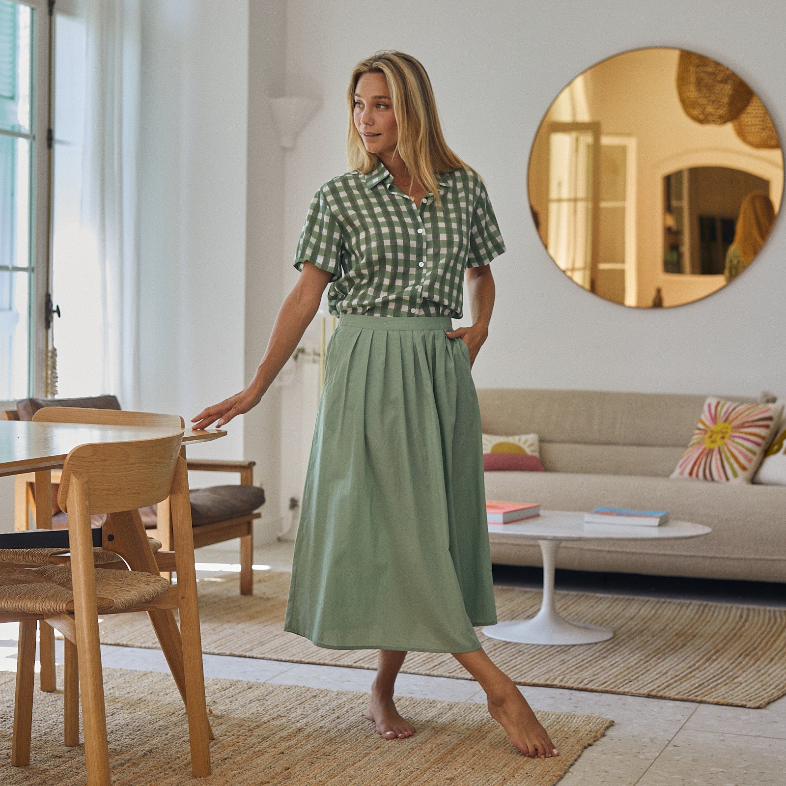 Lina Skirt S.color 100% Cotton - Green GREEN