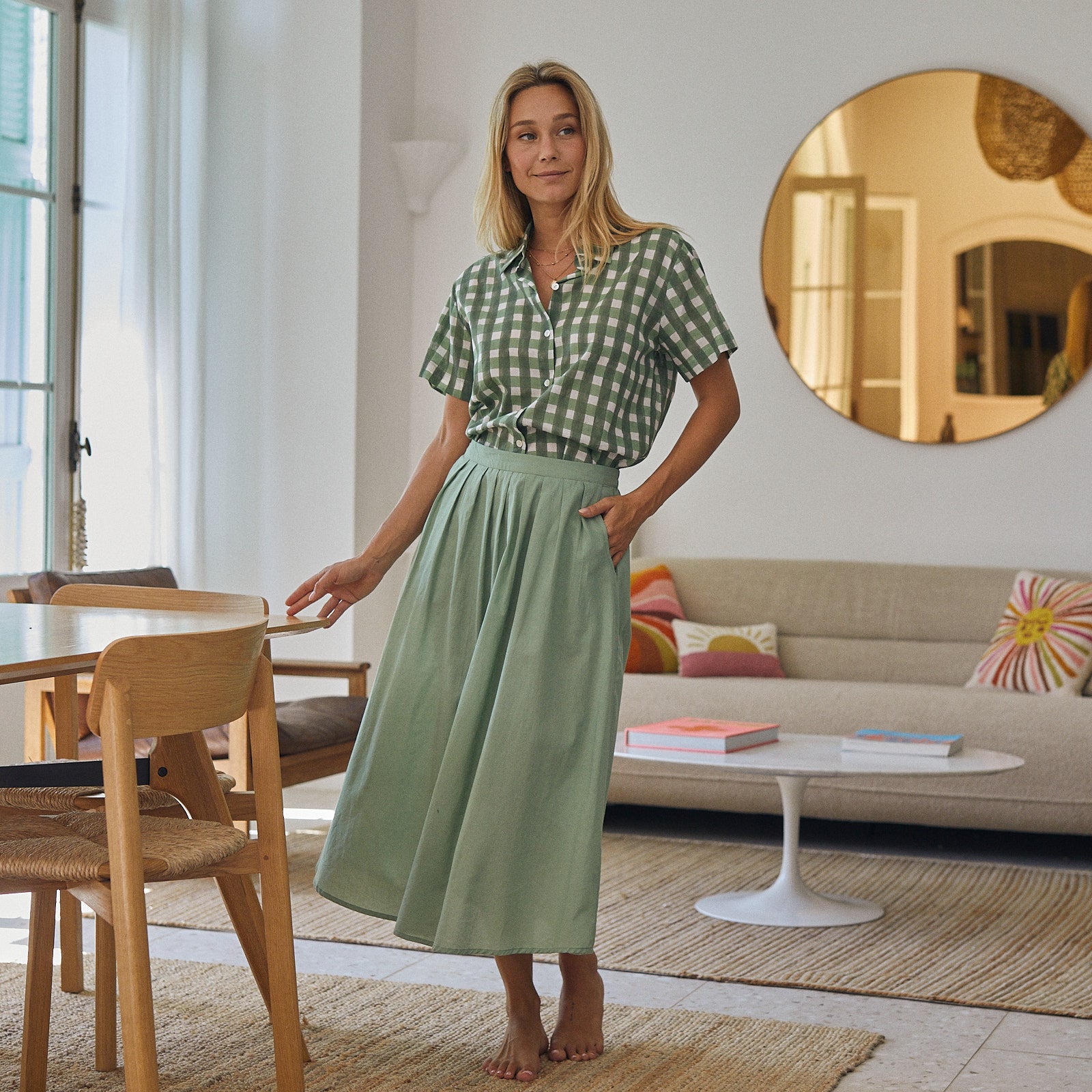 Lina Skirt S.color 100% Cotton - Green GREEN