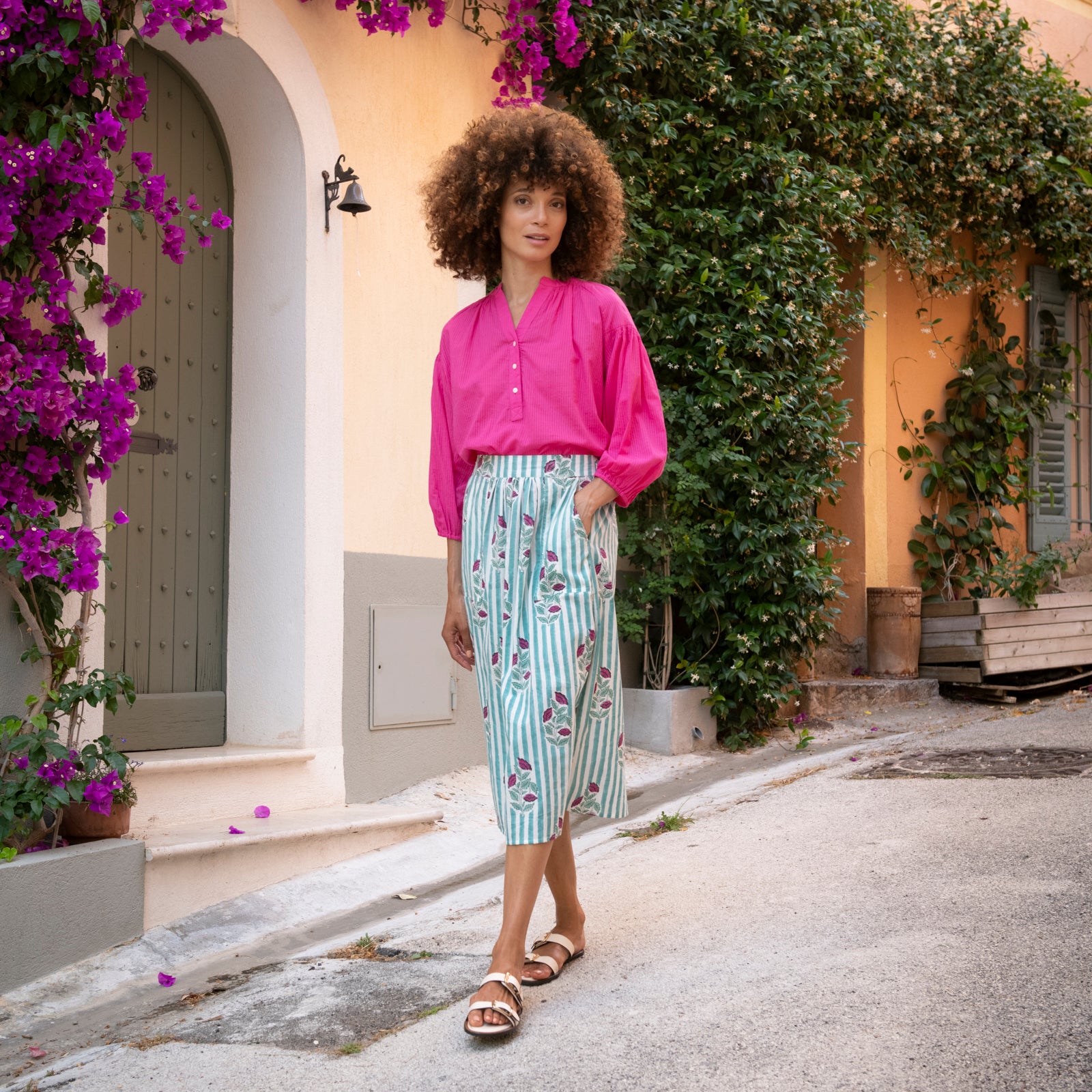 Sandra Skirt Beaulieu 100% Coton - Green GREEN