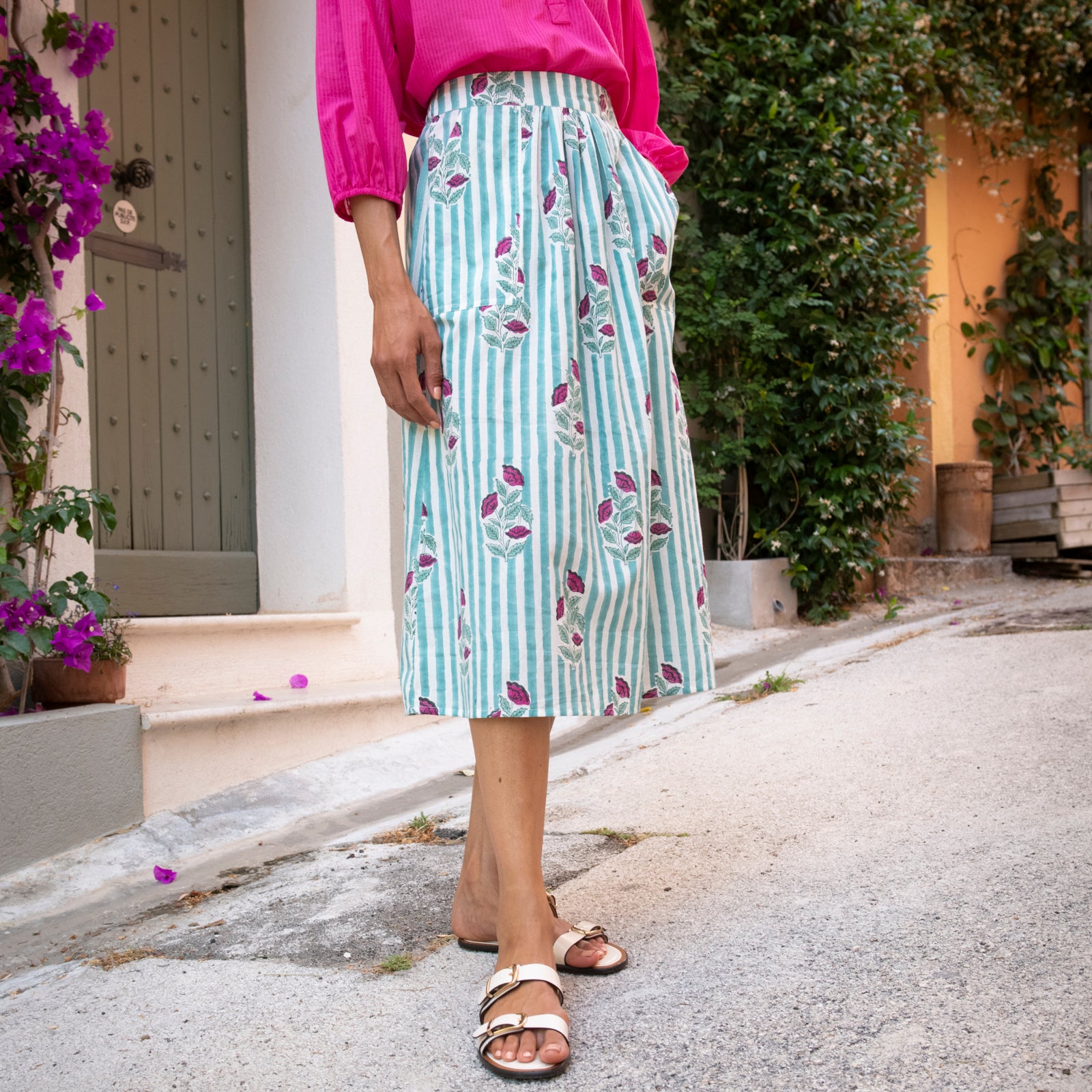 Sandra Skirt Beaulieu 100% Coton - Green GREEN