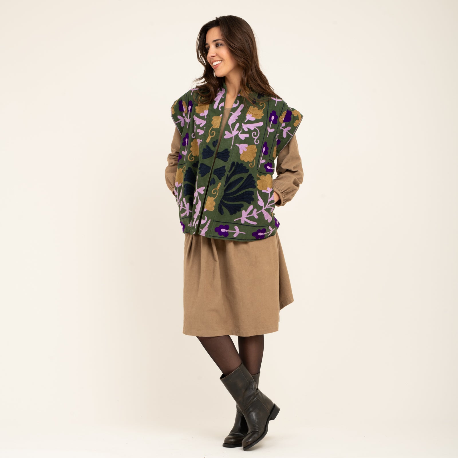 Maelis Jacket Velvet 100% Cotton - Green GREEN