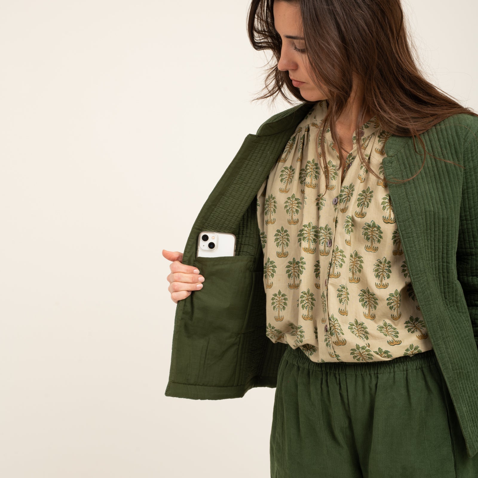 Jaya Jacket Velvet 100% Coton - Green GREEN