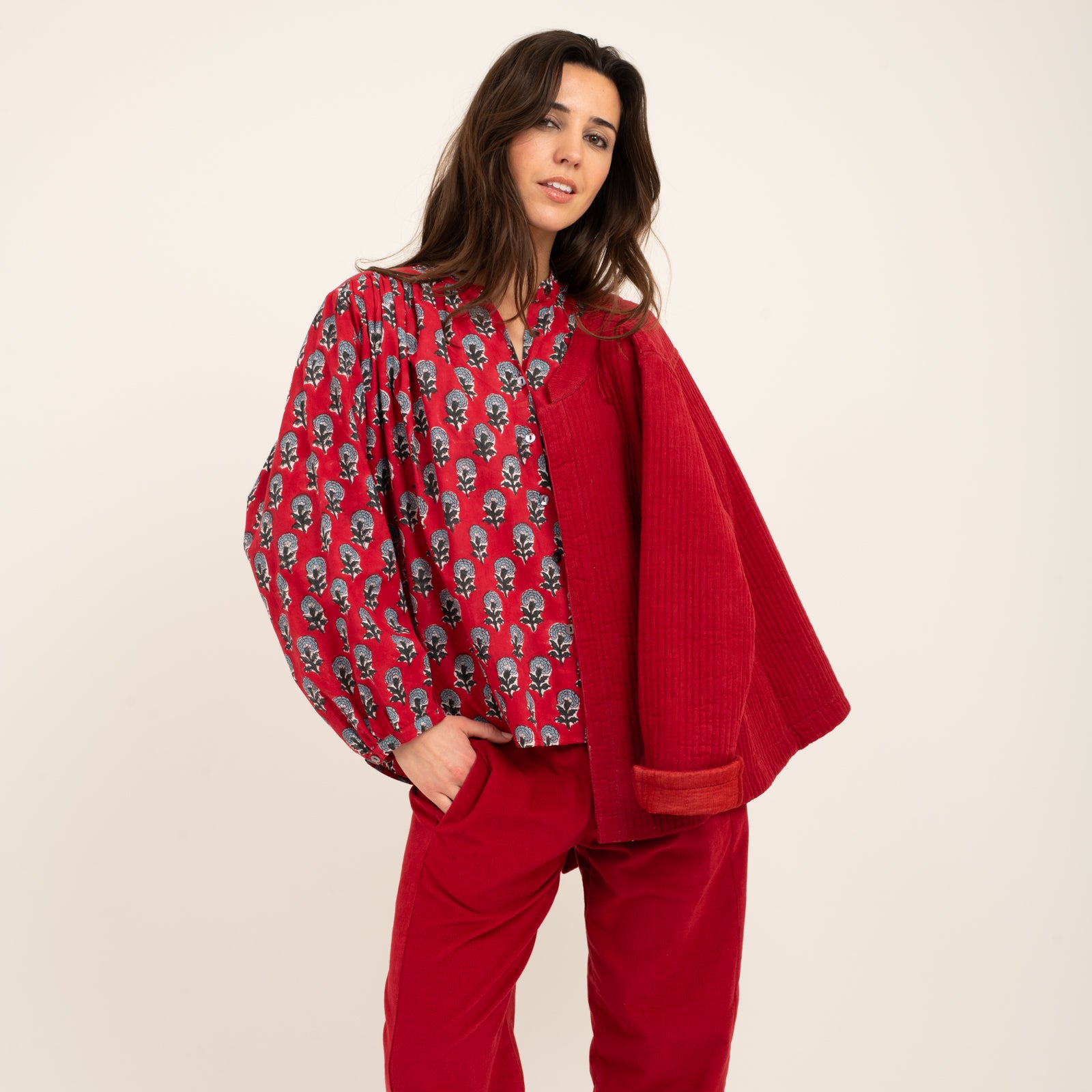 Jaya Jacket Velvet 100% Coton - Red RED