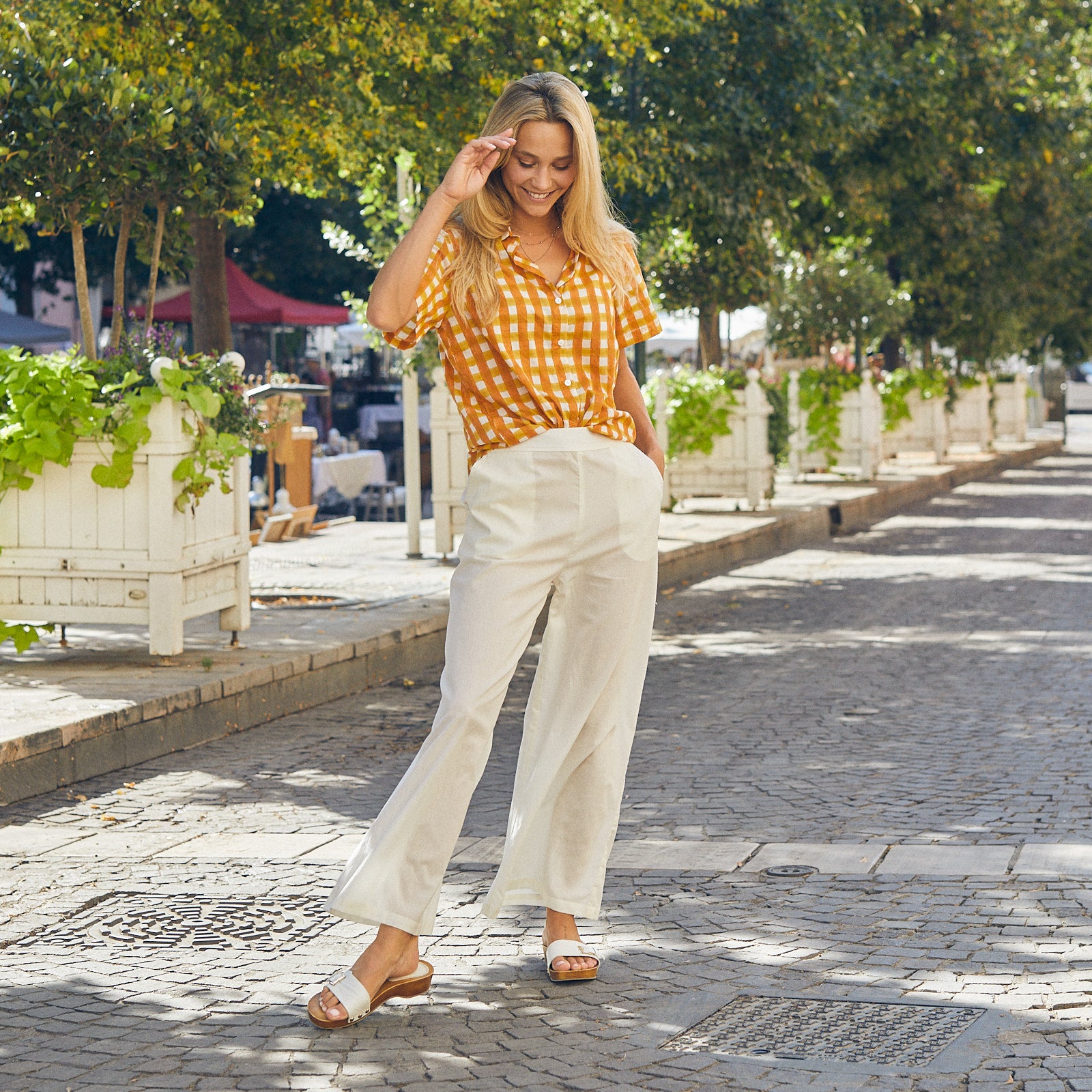 Leana Trousers S.color 100% Coton - Ecru ECRU