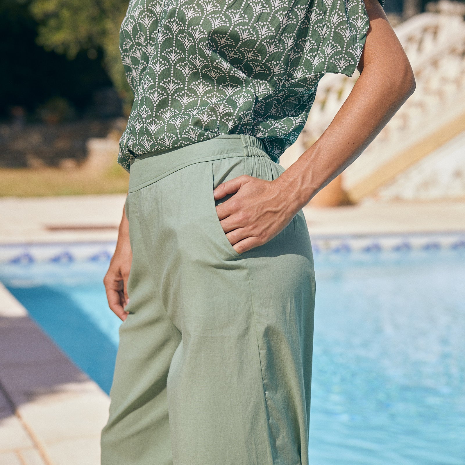 Leana Trousers S.color 100% Coton - Green GREEN