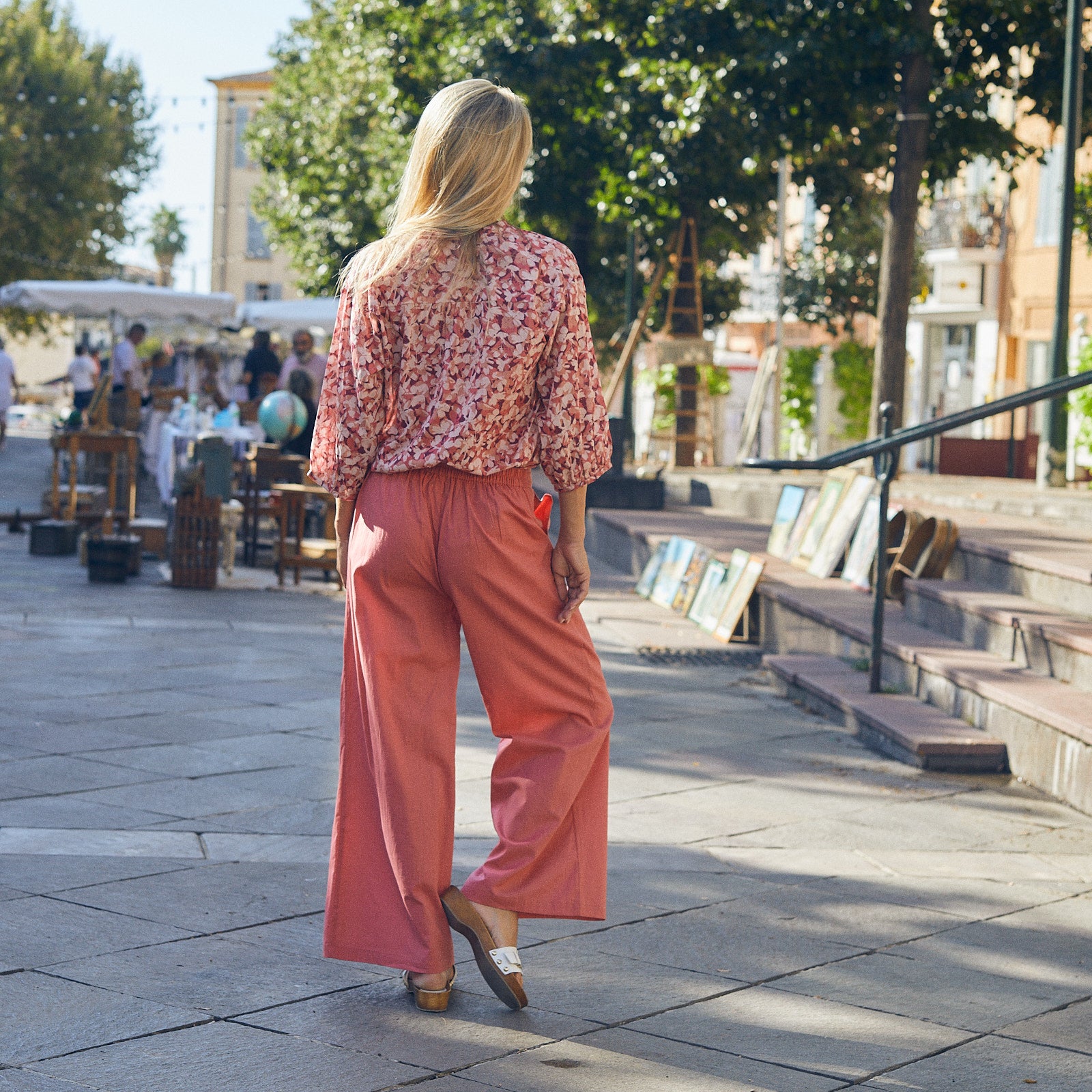 Leana Trousers S.color 100% Coton - Strawberry STRAWBERRY