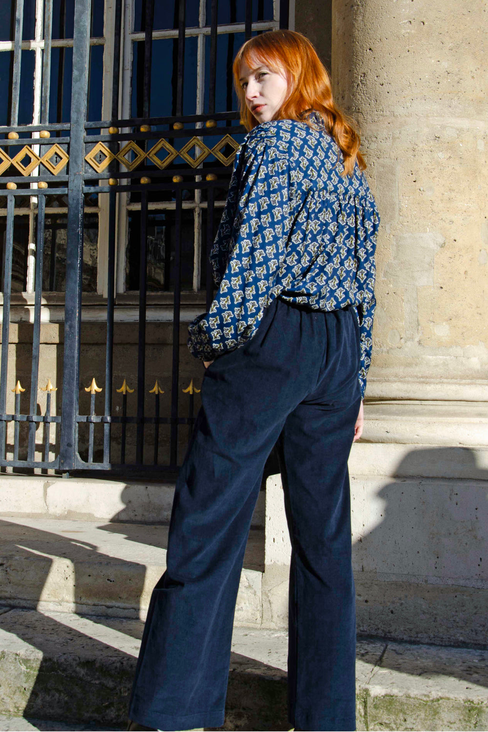 Nora Trousers Velvet 100% Coton - Blue BLUE
