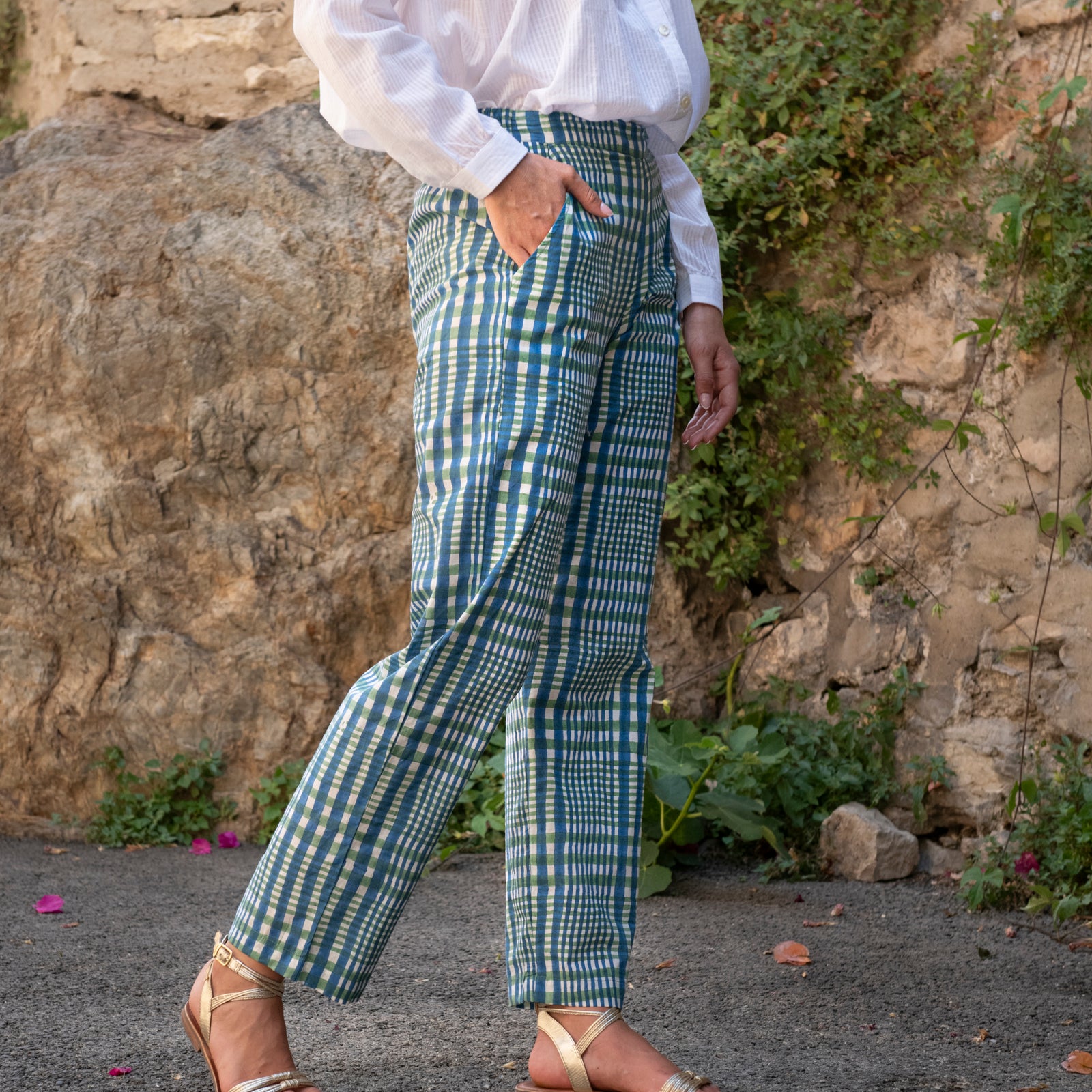 Ninon Pants Nissa 100% Organic Coton - Blue Green BLUE GREEN