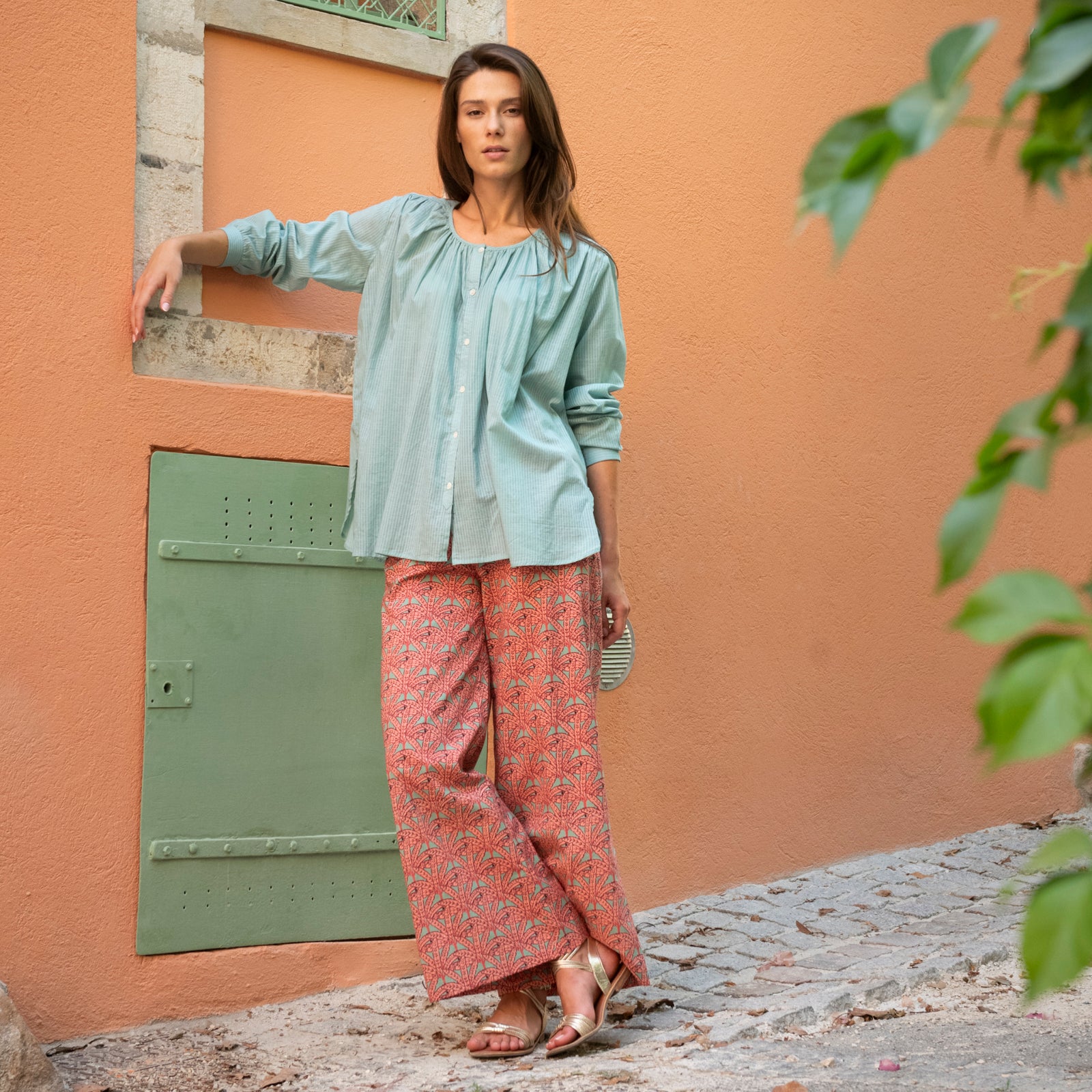 Leana Trousers Palmer 100% Coton - Green GREEN