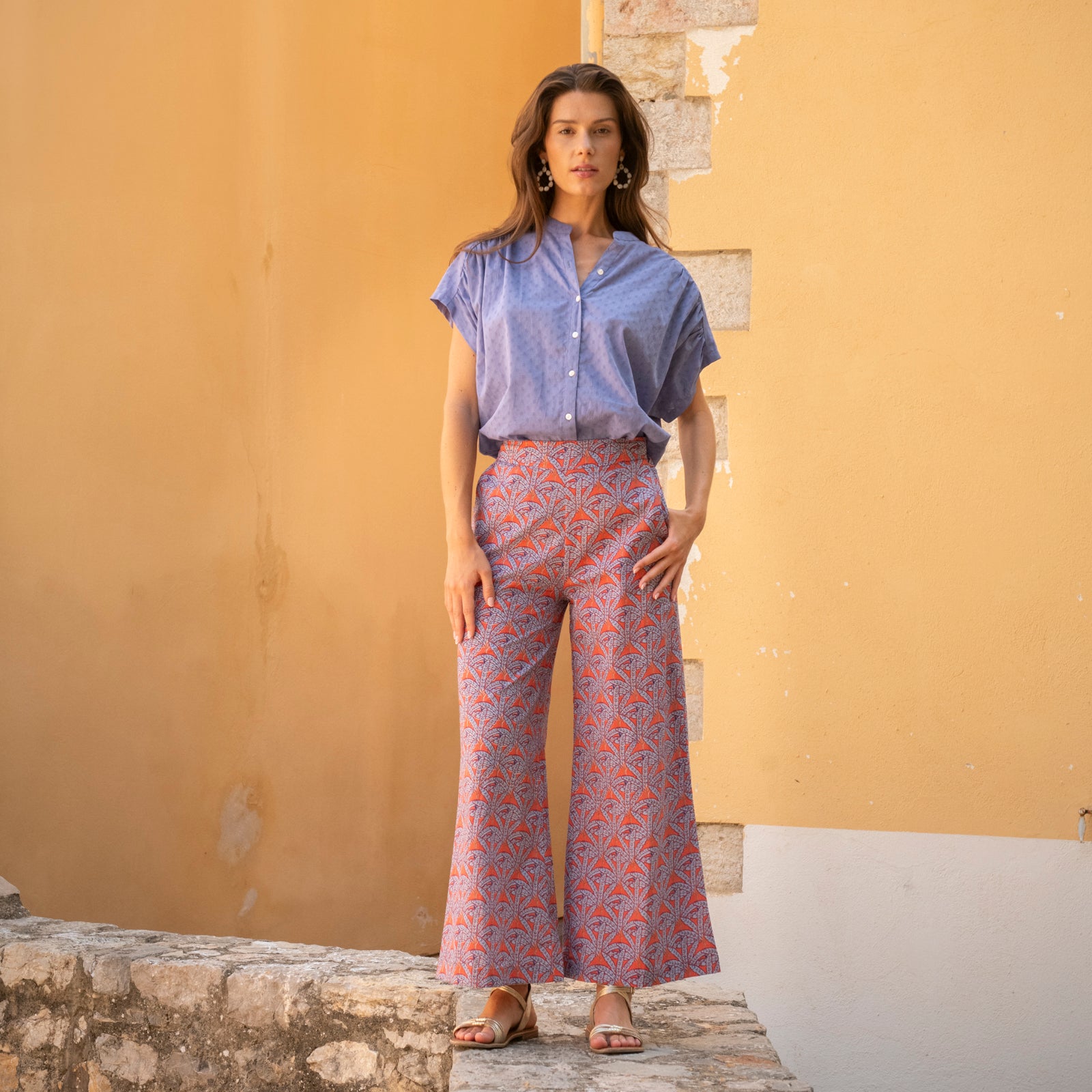 Leana Trousers Palmer 100% Coton - Orange ORANGE