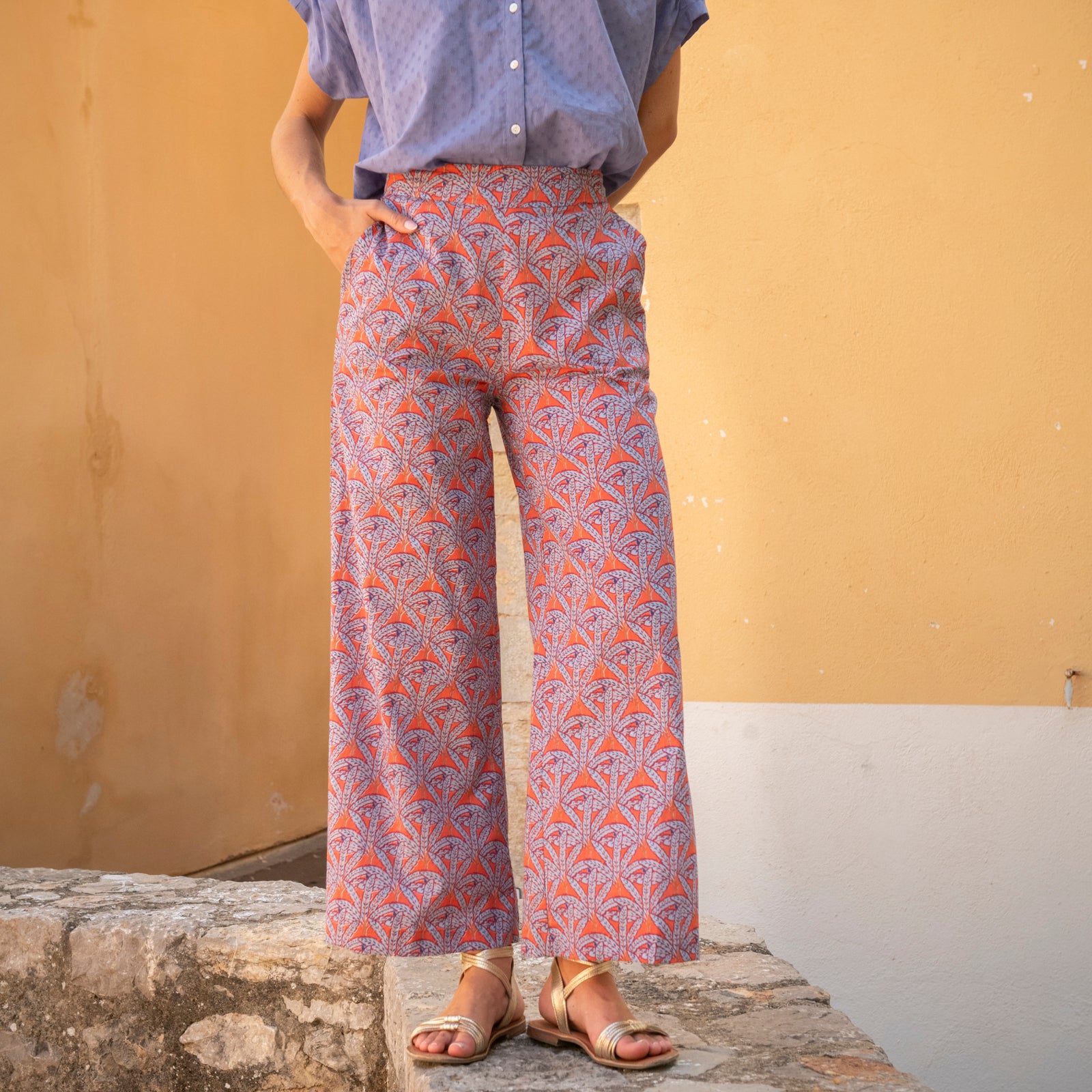 Leana Trousers Palmer 100% Coton - Orange ORANGE