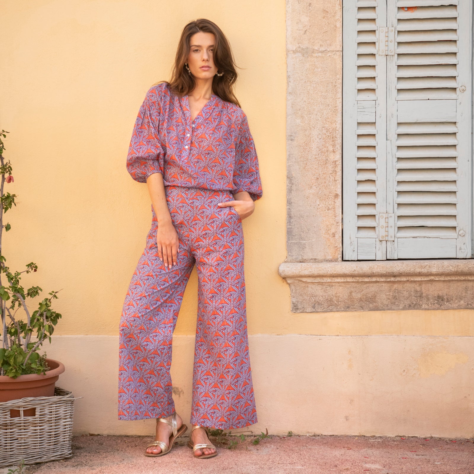 Leana Trousers Palmer 100% Coton - Orange ORANGE