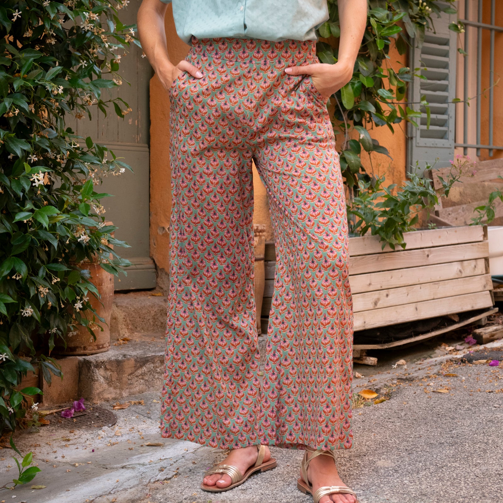 Leana Trousers Opio 100% Coton - Green GREEN