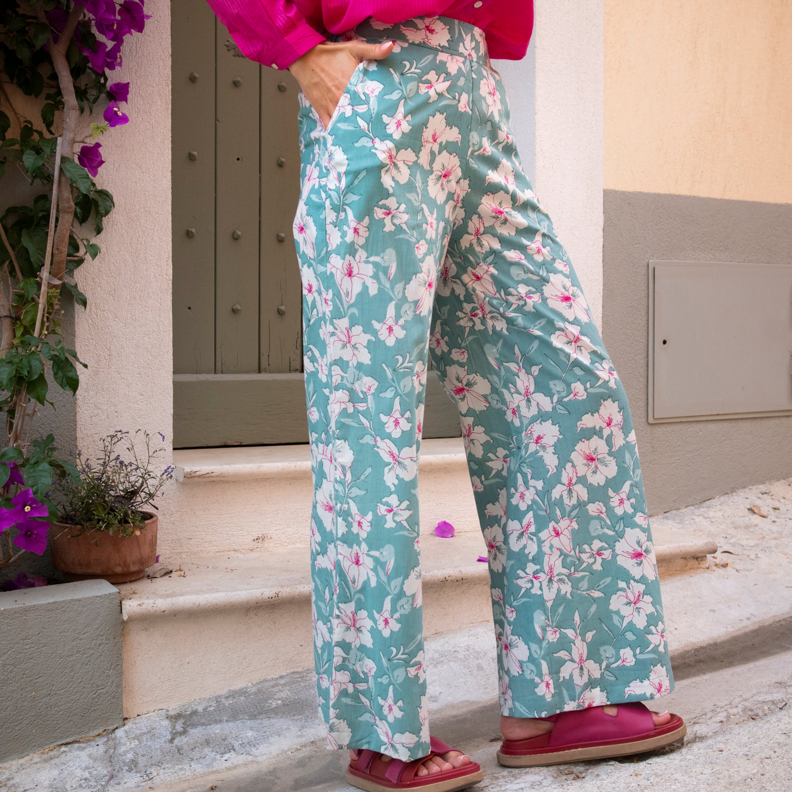 Leana Trousers Rayol 100% Coton - Green GREEN