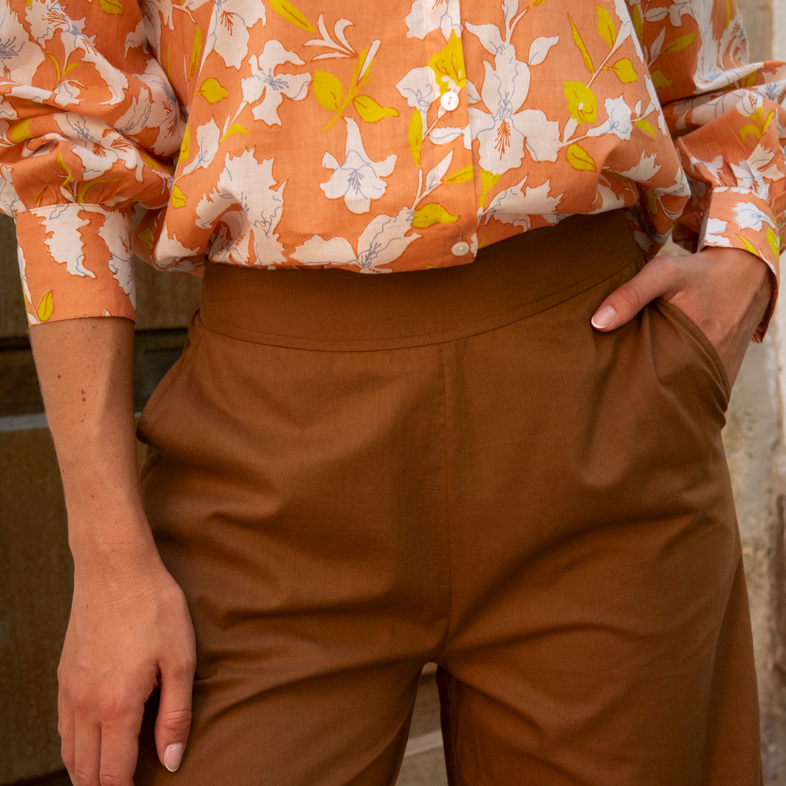 Leana Trousers S.color 100% Coton - Brown BROWN