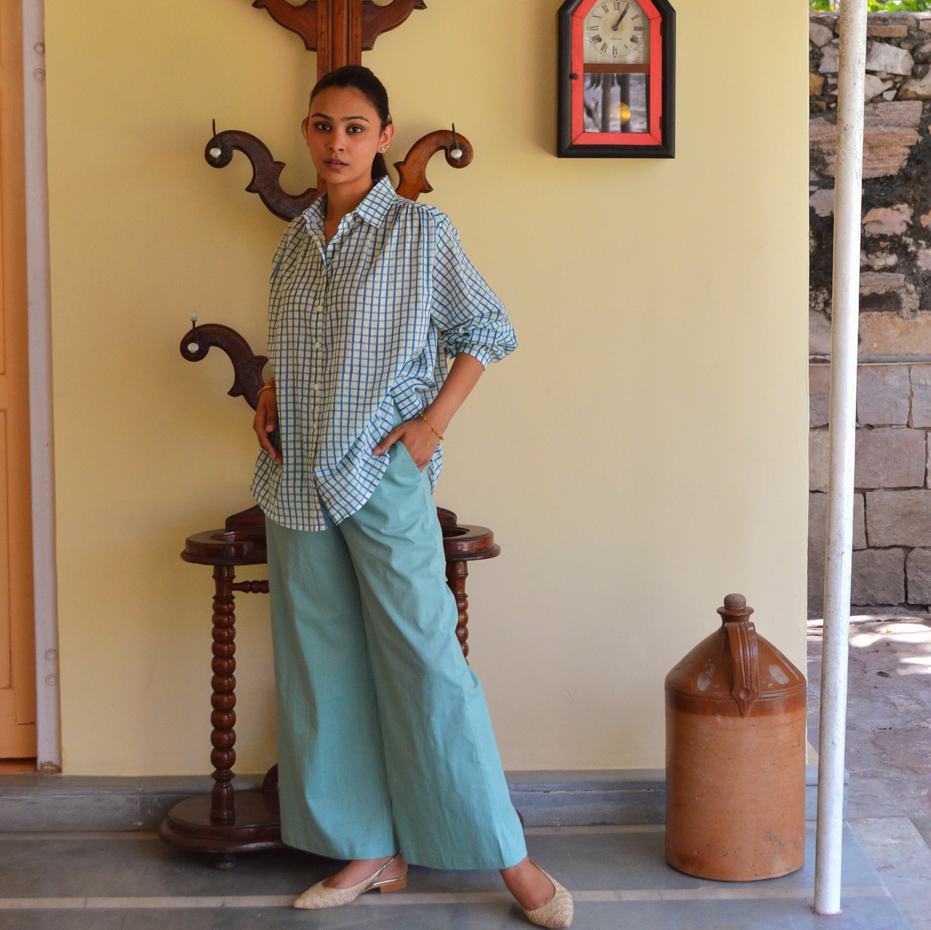 Leana Trousers S.color 100% Coton - Green GREEN