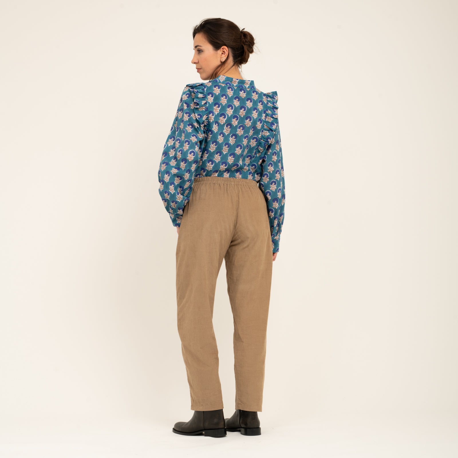 Sarah Trousers Velvet 100% Coton - Beige BEIGE