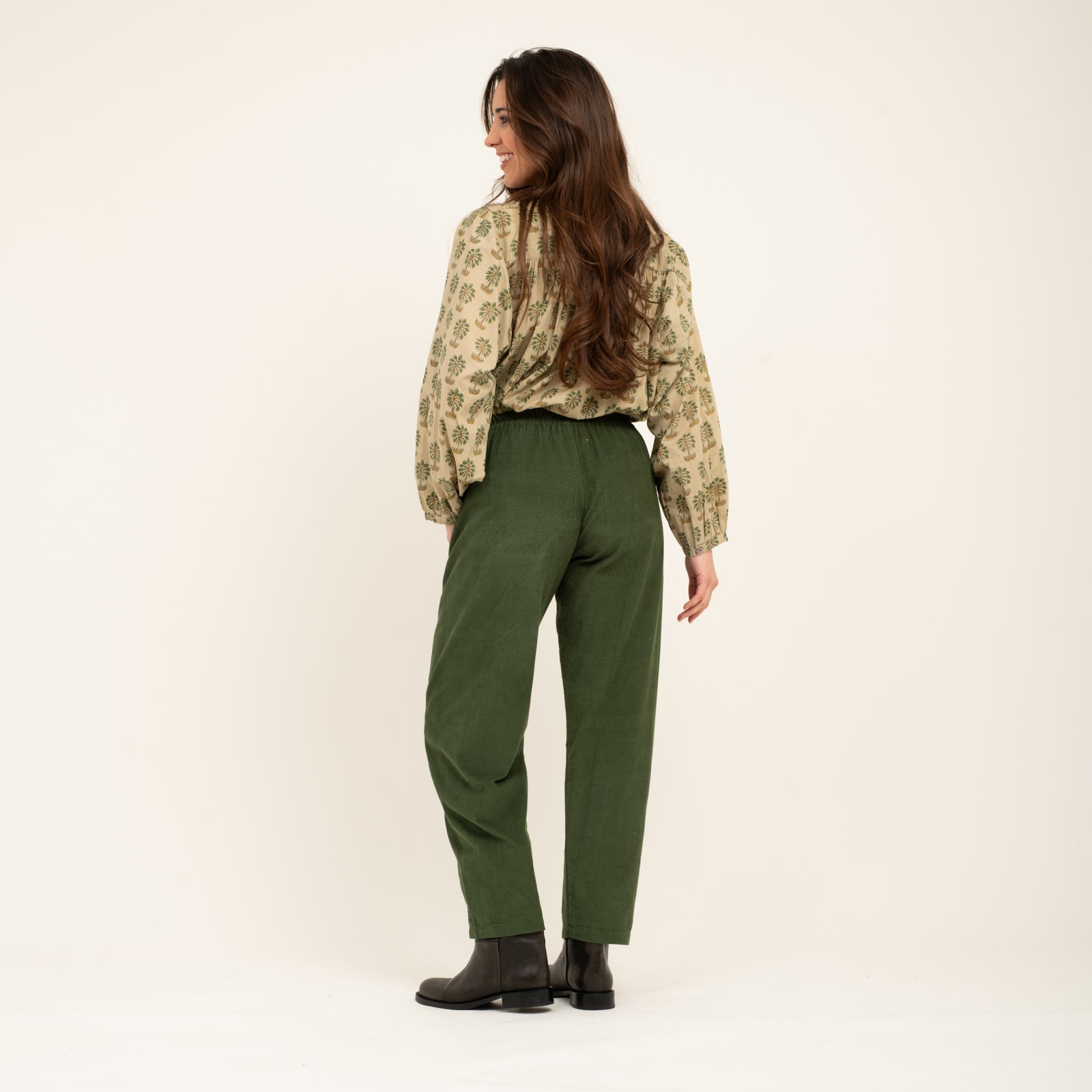 Sarah Trousers Velvet 100% Coton - Green GREEN