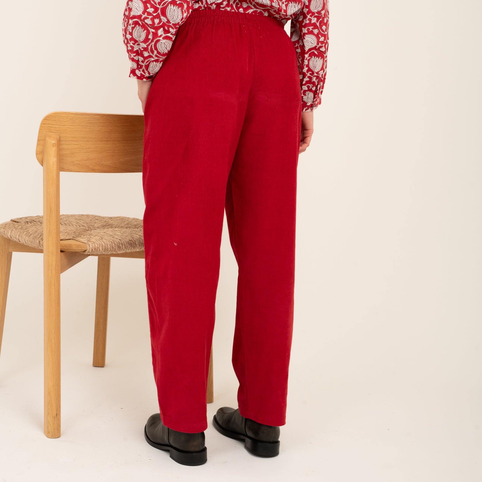 Sarah Trousers Velvet 100% Coton - Red RED