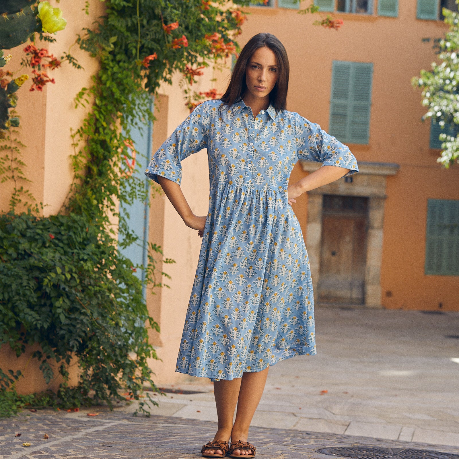 Milene Dress Escalet 100% Organic Cotton - Blue BLUE
