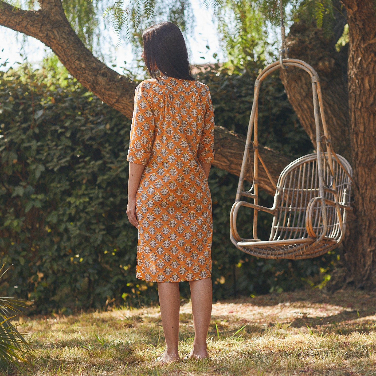 Louisa Dress Escalet 100% Organic Coton - Orange ORANGE