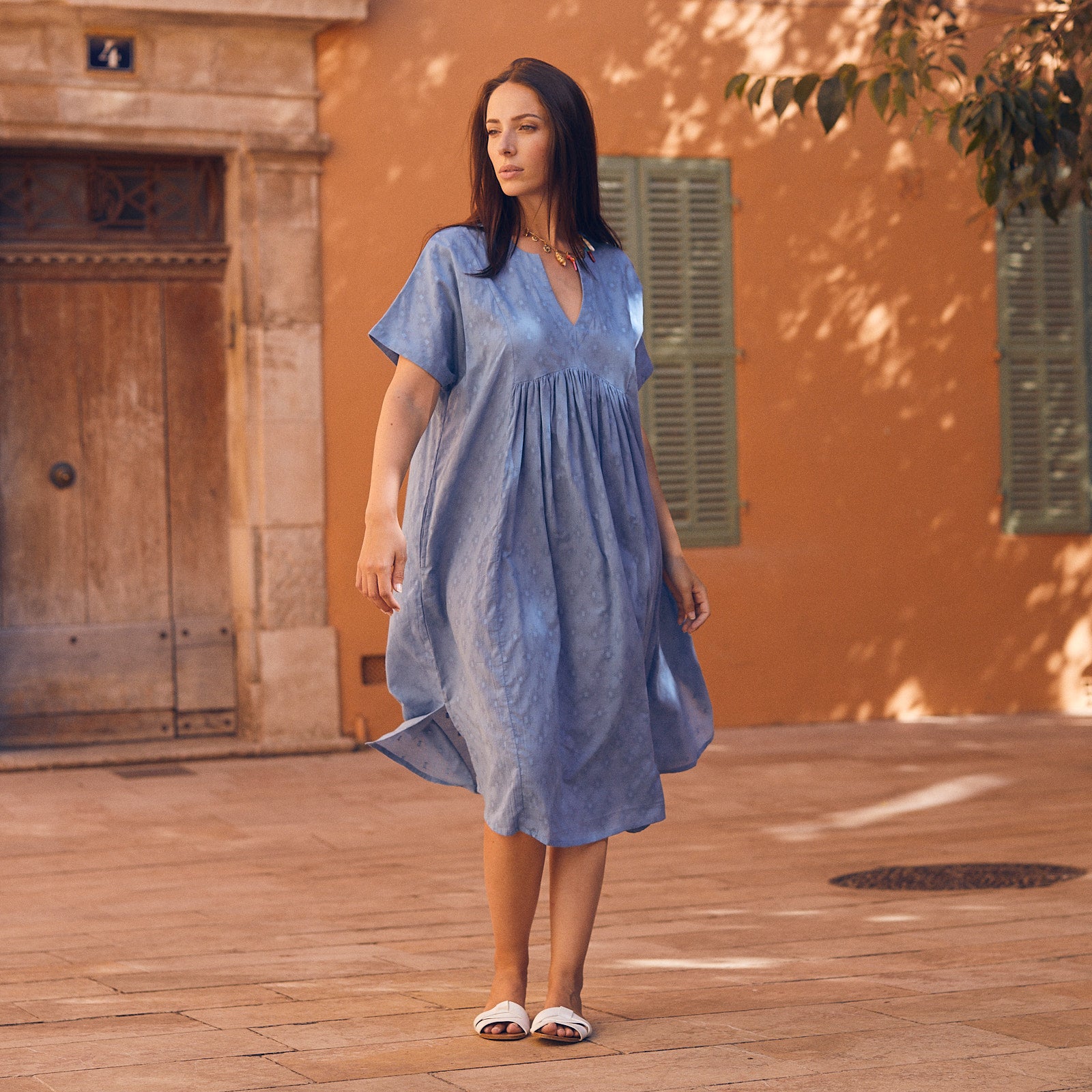Nuala Dress S.color 100% Coton - Blue BLUE
