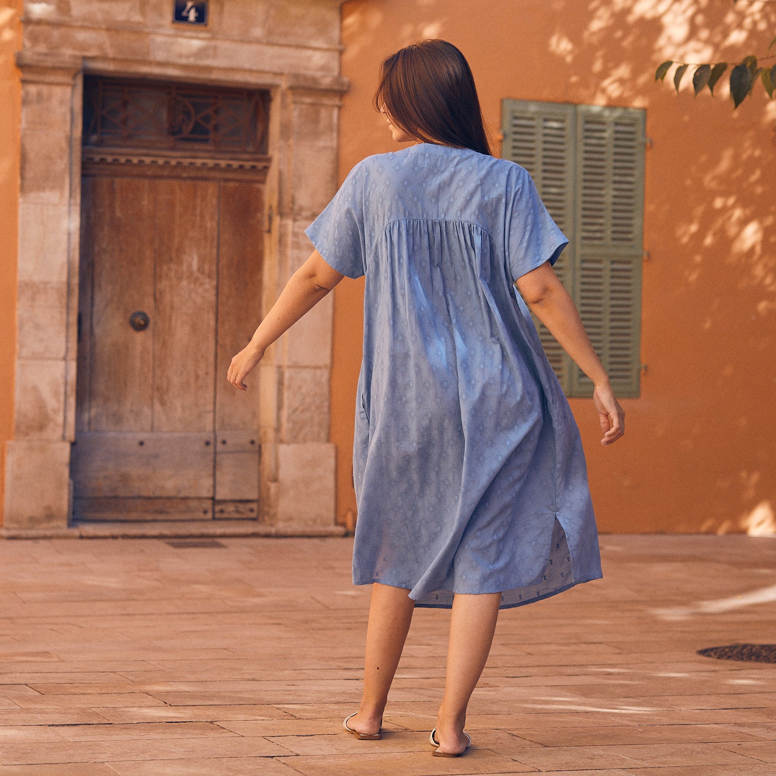Nuala Dress S.color 100% Coton - Blue BLUE