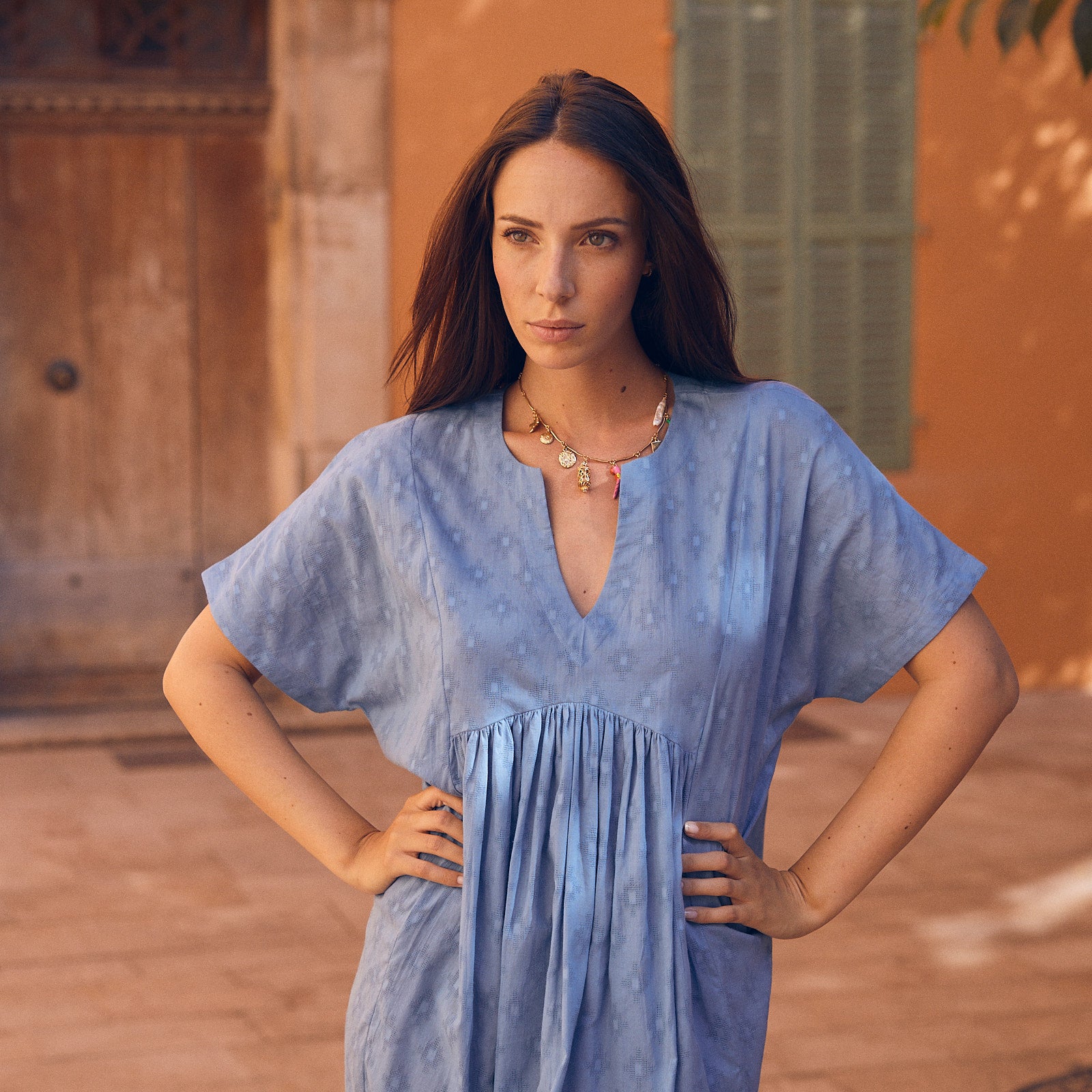 Nuala Dress S.color 100% Coton - Blue BLUE
