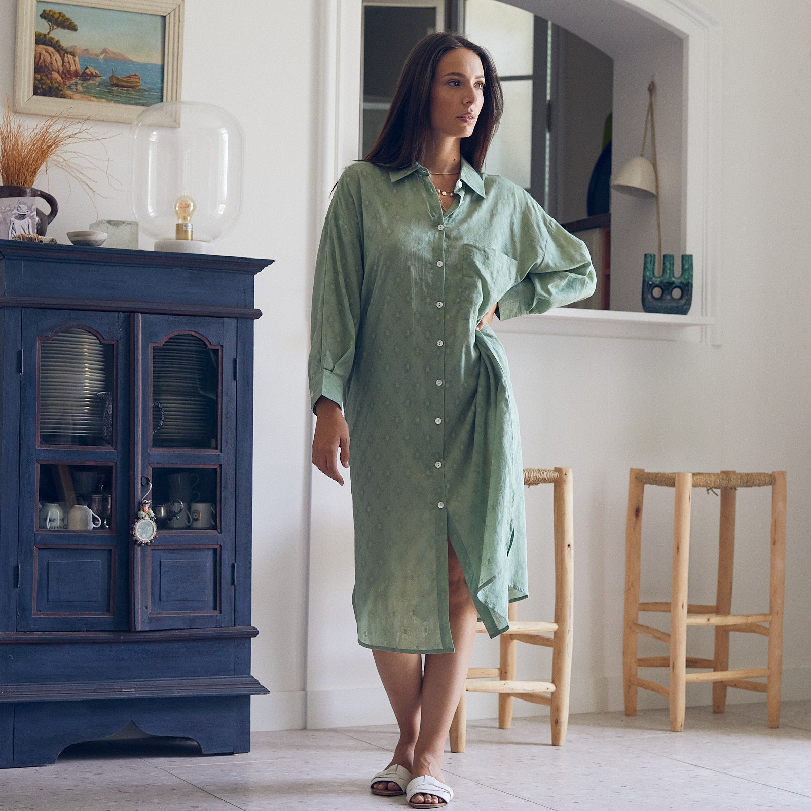 Anna Dress S.color Cotton - Green GREEN