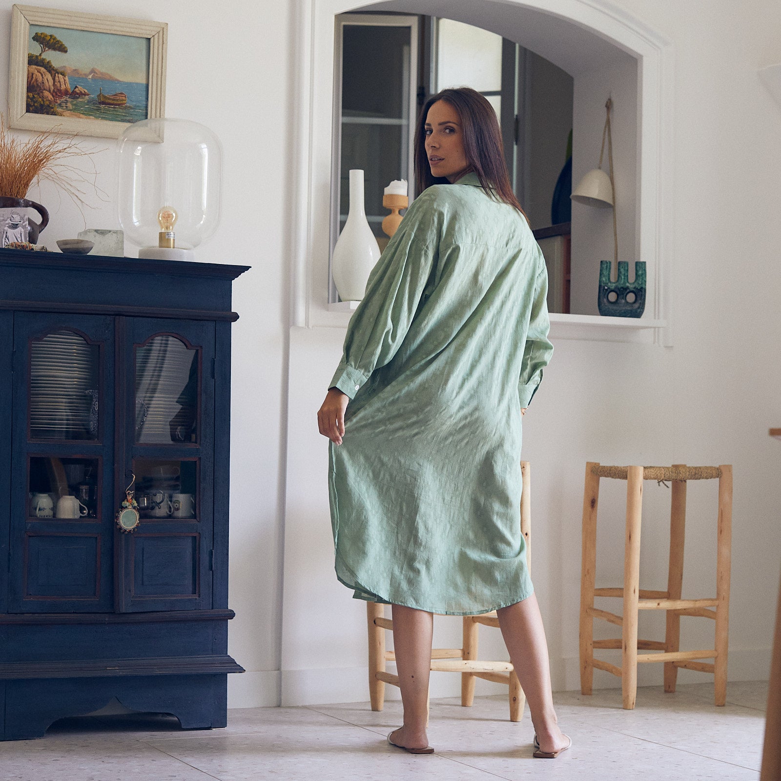 Anna Dress S.color Cotton - Green GREEN