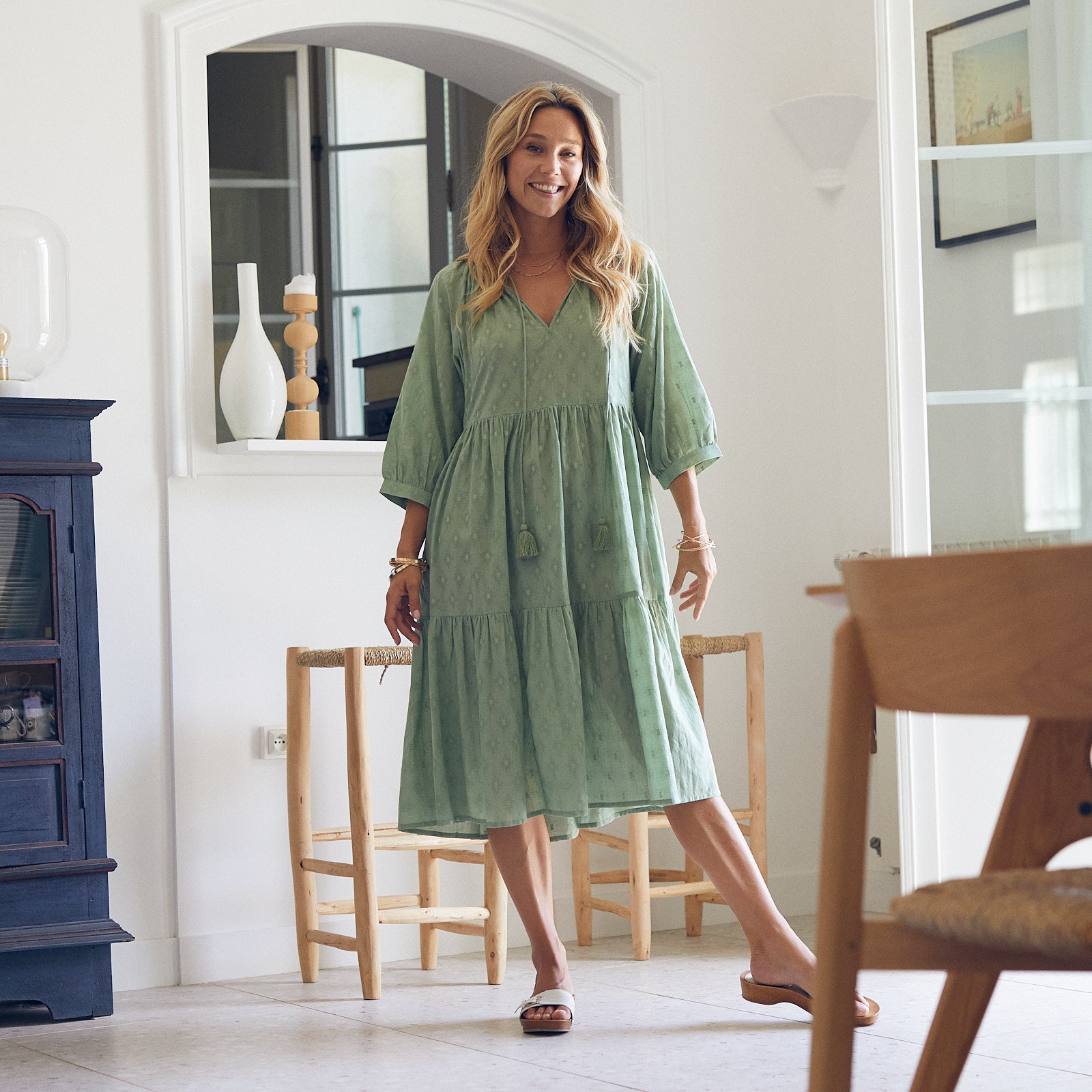 Angela Dress S.color 100% Coton - Green GREEN