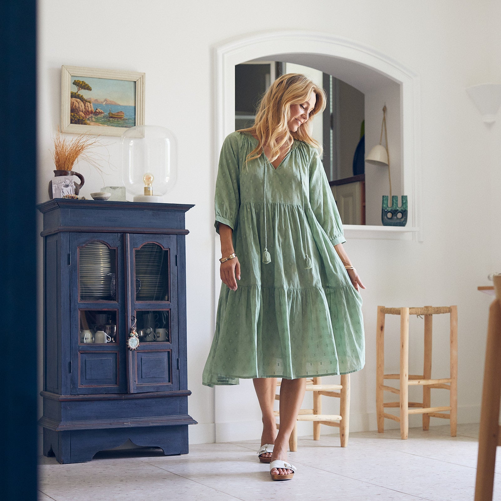 Angela Dress S.color 100% Coton - Green GREEN