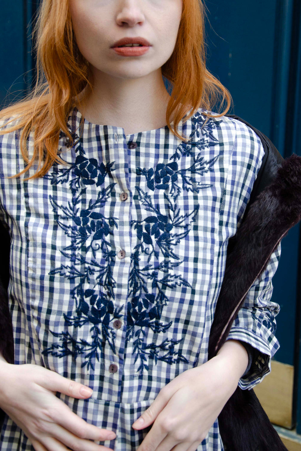 Flora Dress 100% Coton - Black Blue BLACK BLUE