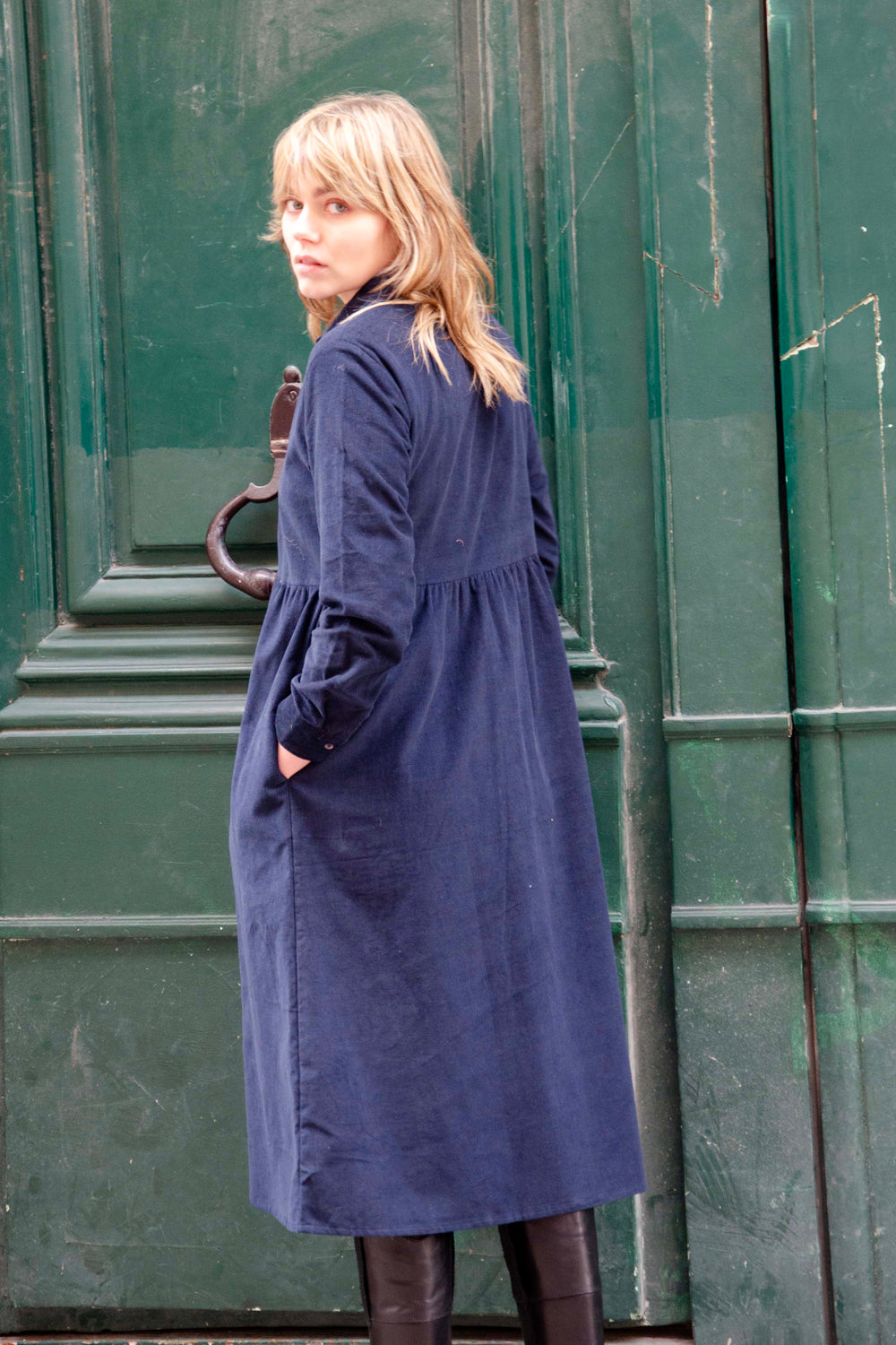 Paulette Dress Velvet 100% Coton - Blue BLUE