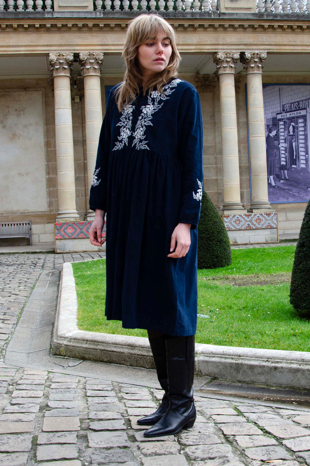 Lucy Dress Velvet 100% Coton - Blue BLUE