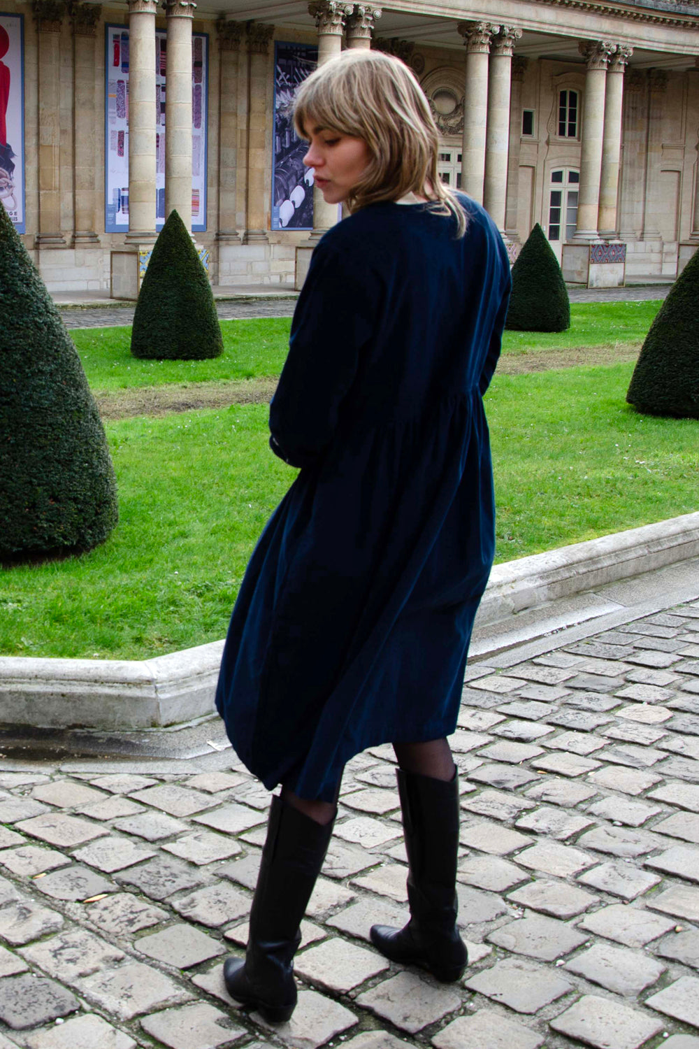 Lucy Dress Velvet 100% Coton - Blue BLUE