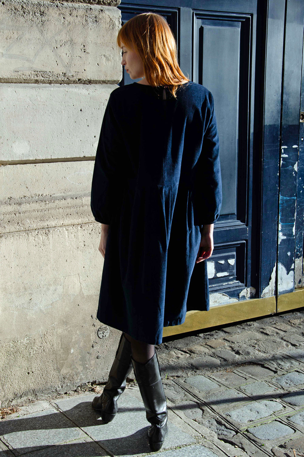Carole Dress Velvet 100% Coton - Blue BLUE