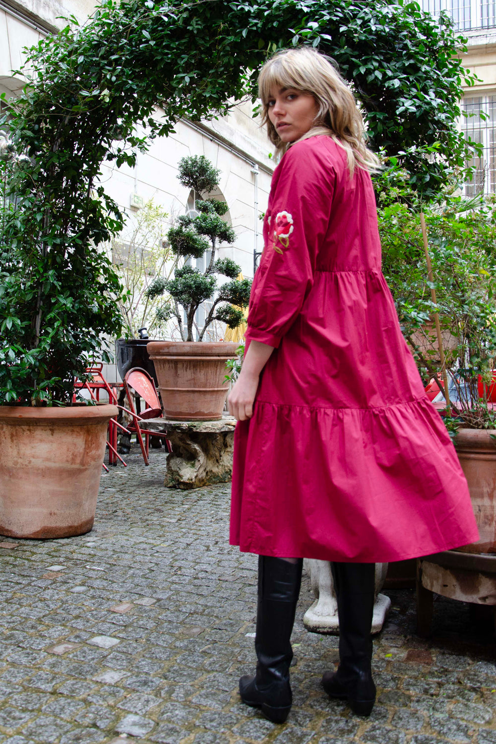 Angele Dress Br 100% Coton - Burgundy BURGUNDY