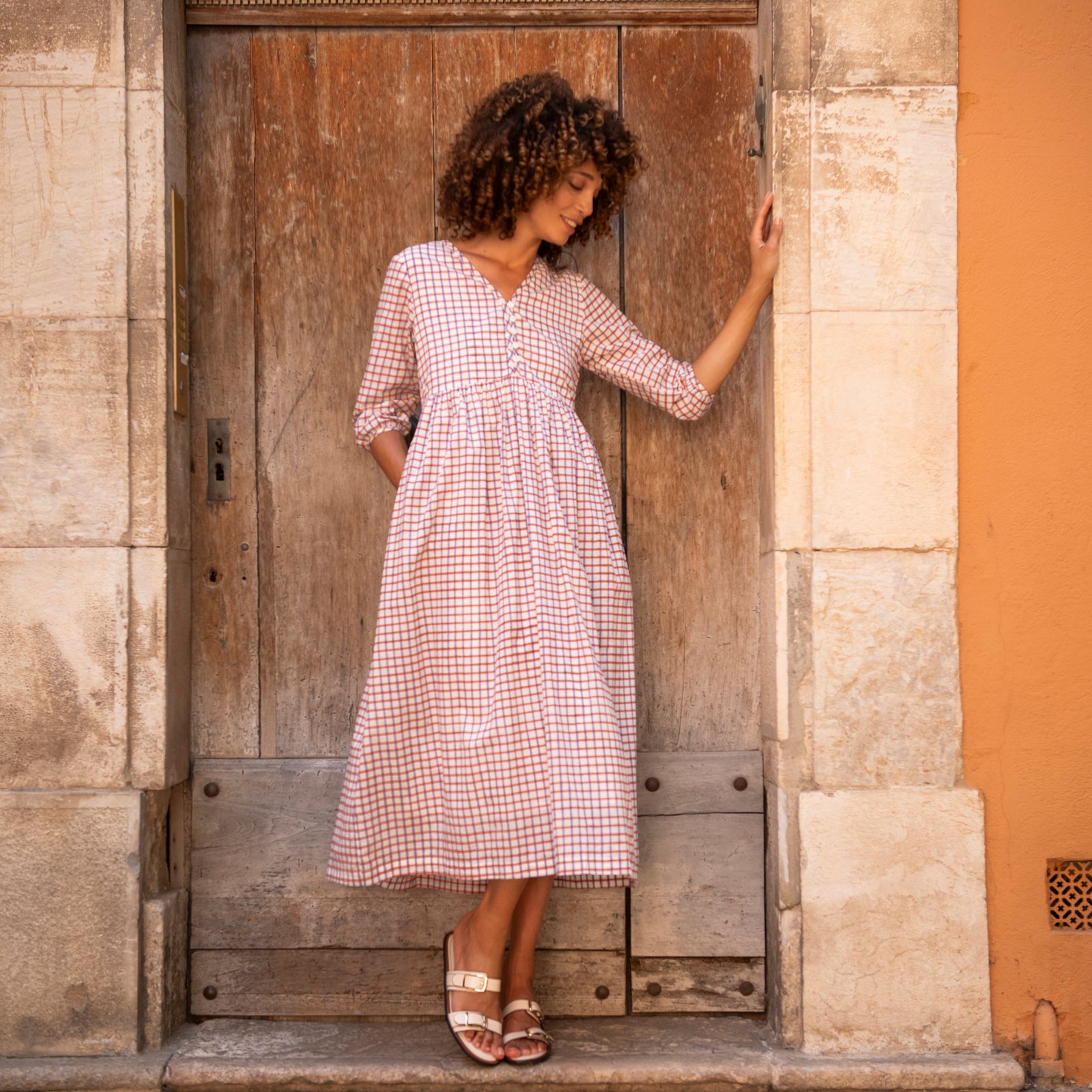 Colette Dress Croisette 100% Organic Cotton - Orange Lilac ORANGE LILAC