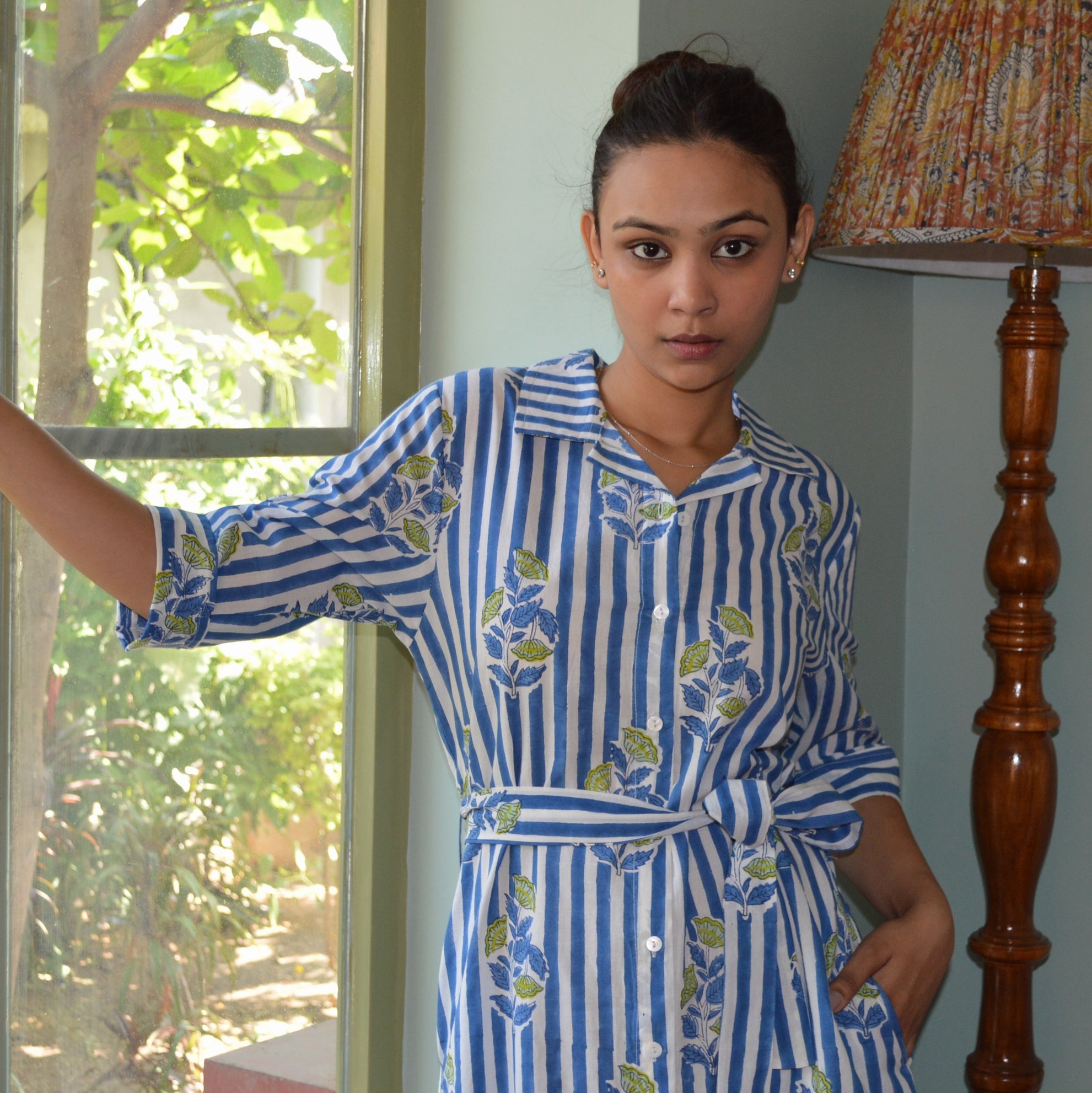 Amber Dress Beaulieu 100% Organic Cotton - Blue BLUE