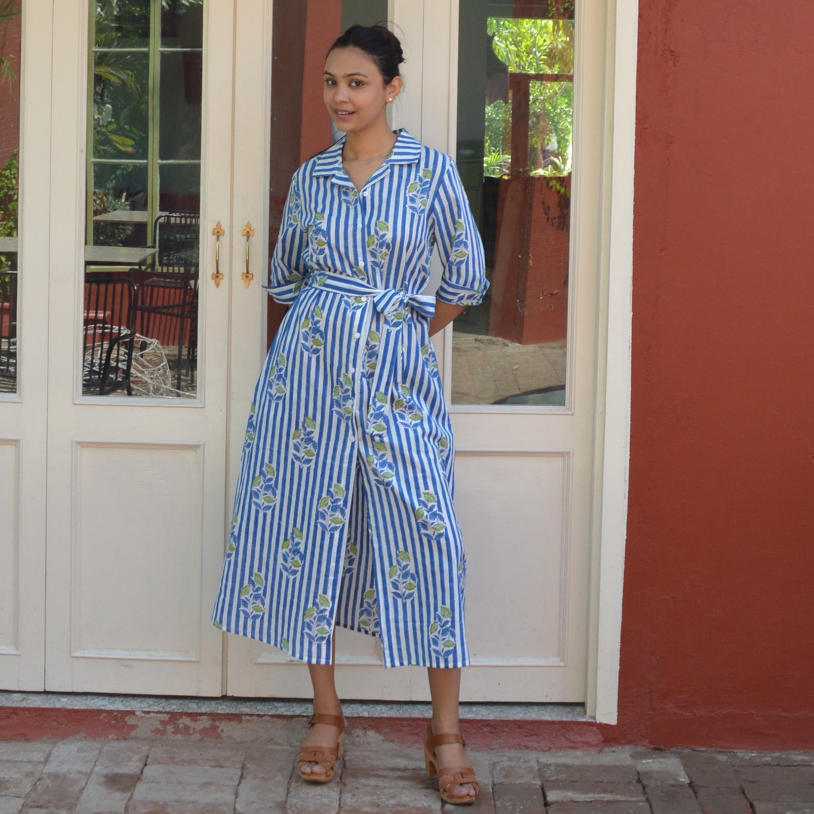 Amber Dress Beaulieu 100% Organic Cotton - Blue BLUE