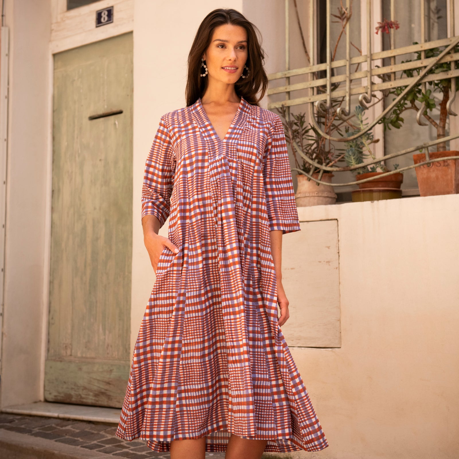 Mia Dress Nissa 100% Organic Cotton - Orange Lilac ORANGE LILAC