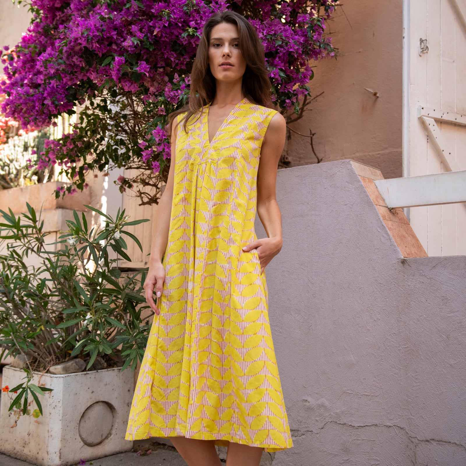 Miana Dress S.l. Cap Estel 100% Organic Cotton - Yellow YELLOW